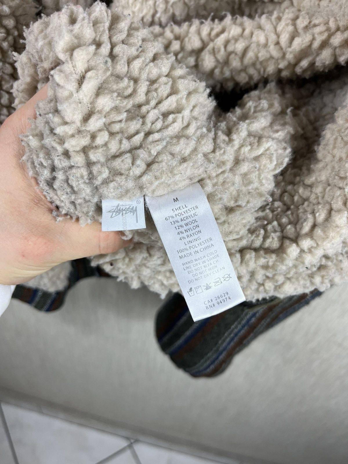 Stussy × Vintage Vintage Stussy wool work jacket striped insulated sherpa Size US M / EU 48-50 / 2 - 16 Thumbnail