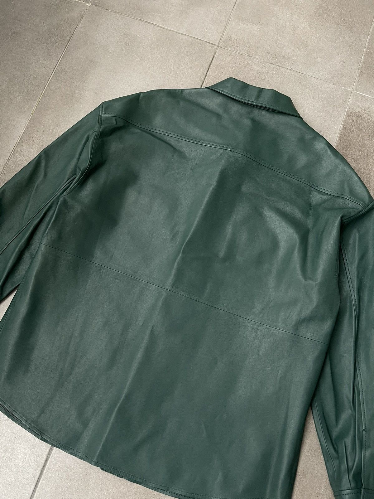 Frame !DS! SS23 Frame Dark Green Leather Shirt Jacket Size US M / EU 48-50 / 2 - 17 Thumbnail