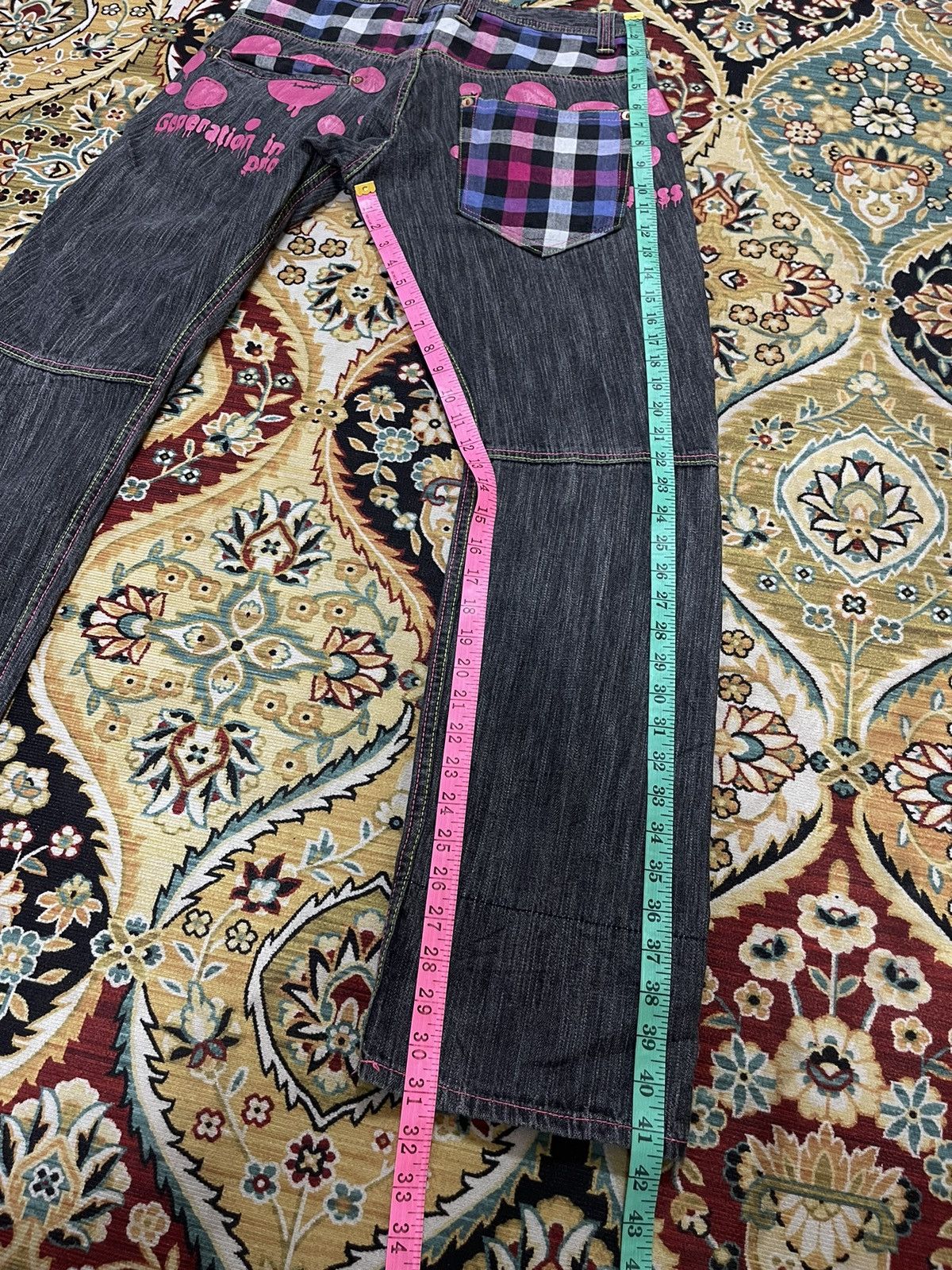 Vintage Japanese Adjustable Curved Leg Distress Denim Vintage Jeans Size US 30 / EU 46 - 15 Thumbnail