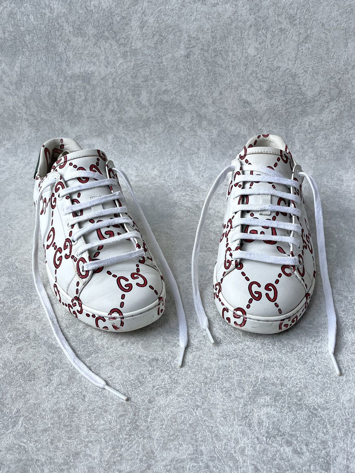 Gucci Gucci Ace Sneaker Ghost Graffiti Print Monogram Trainers Size US 6.5 / IT 36.5 - 20 Thumbnail