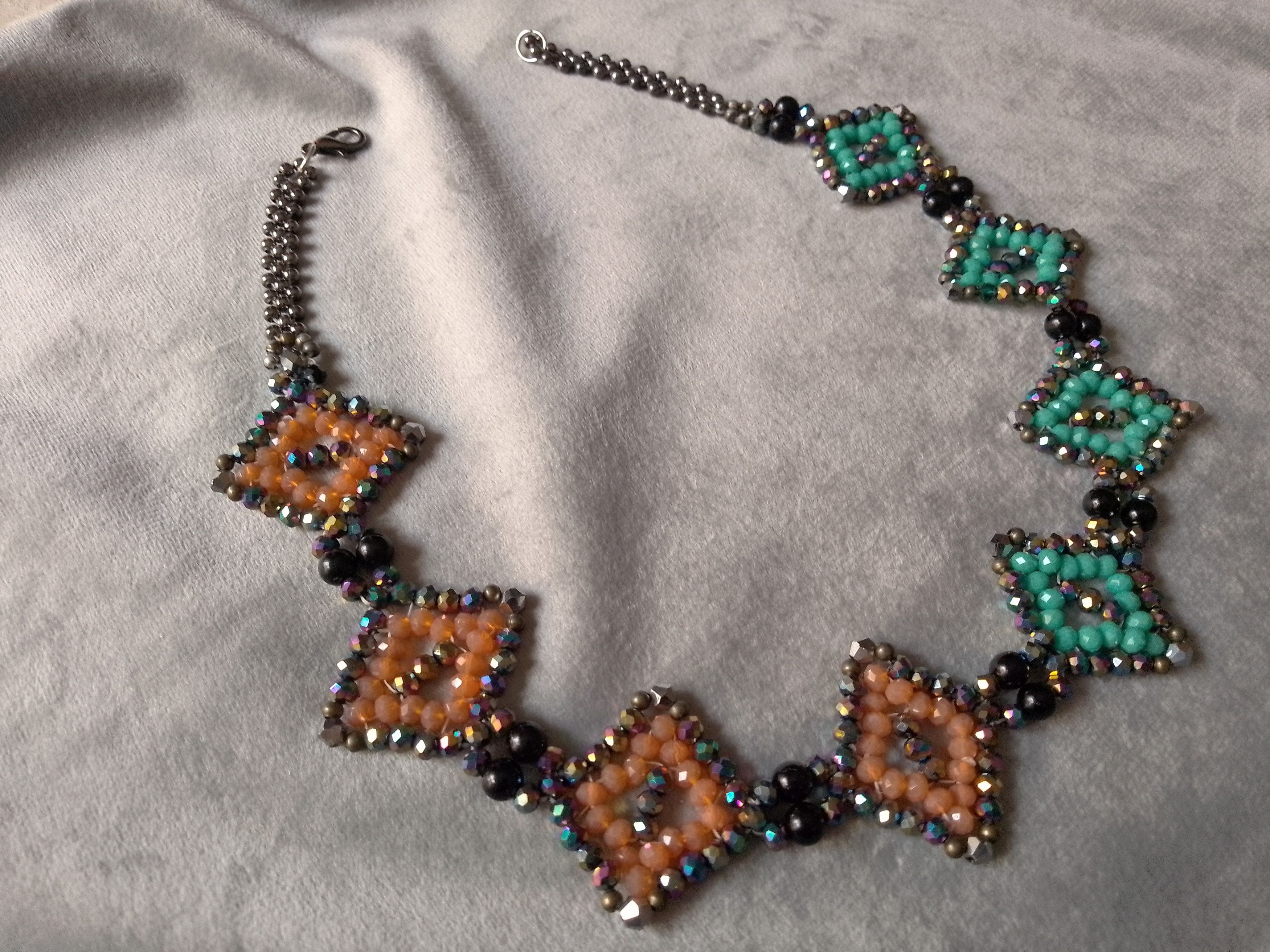 Handmade Necklace Green Pink Crystal Geometrical Shape Elegant Size ONE SIZE - 4 Thumbnail