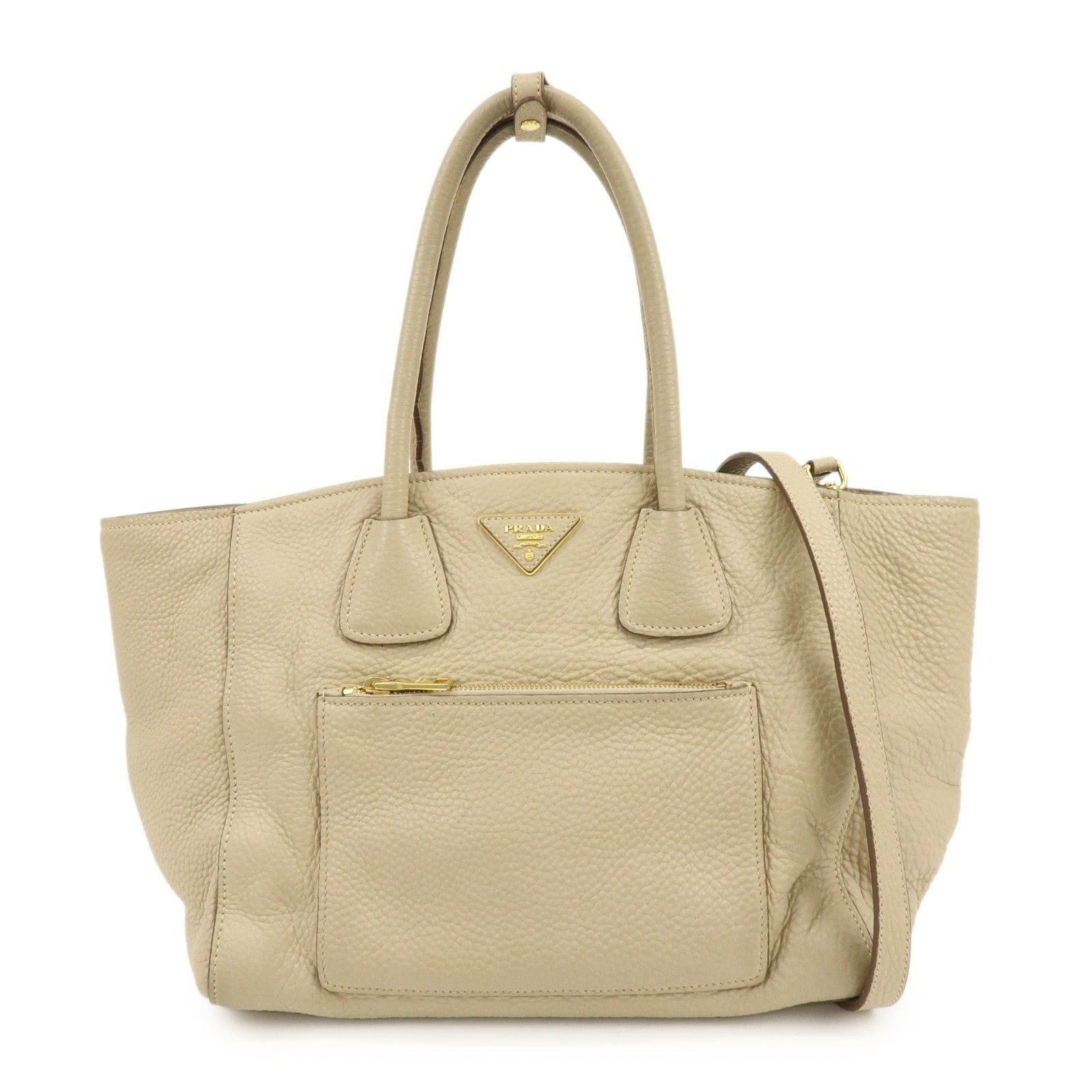 Prada Prada Vitello Daino Shoulder Bag Beige Size ONE SIZE - 1 Thumbnail