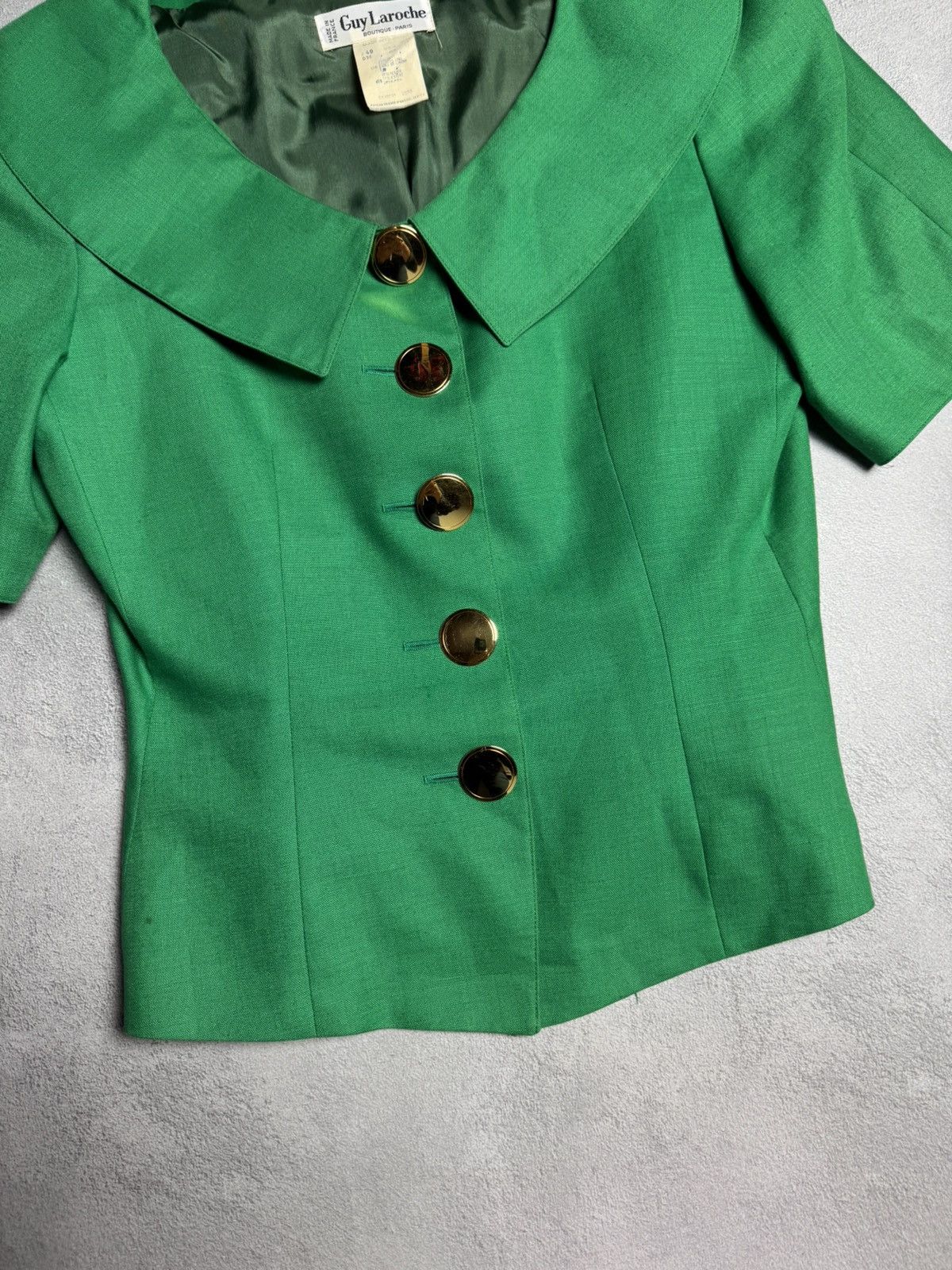 Designer Guy Laroche 1980s Vintage Linen Sleeveless Blazer Size M / US 6-8 / IT 42-44 - 4 Thumbnail