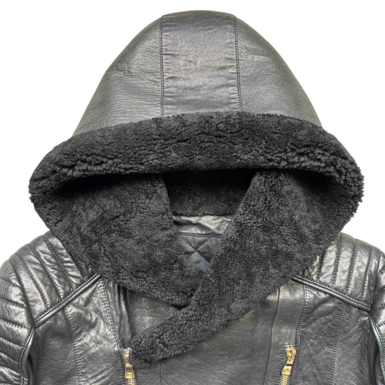 Balmain Balmain Paris 2017 black leather biker jacket with fur hood Size US L / EU 52-54 / 3 - 2 Thumbnail