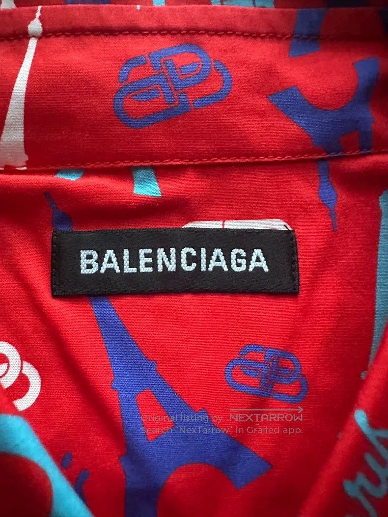 Balenciaga Balenciaga size 41 Eiffel Tower Full Logo Red Short Sleeve Size US M / EU 48-50 / 2 - 6 Thumbnail