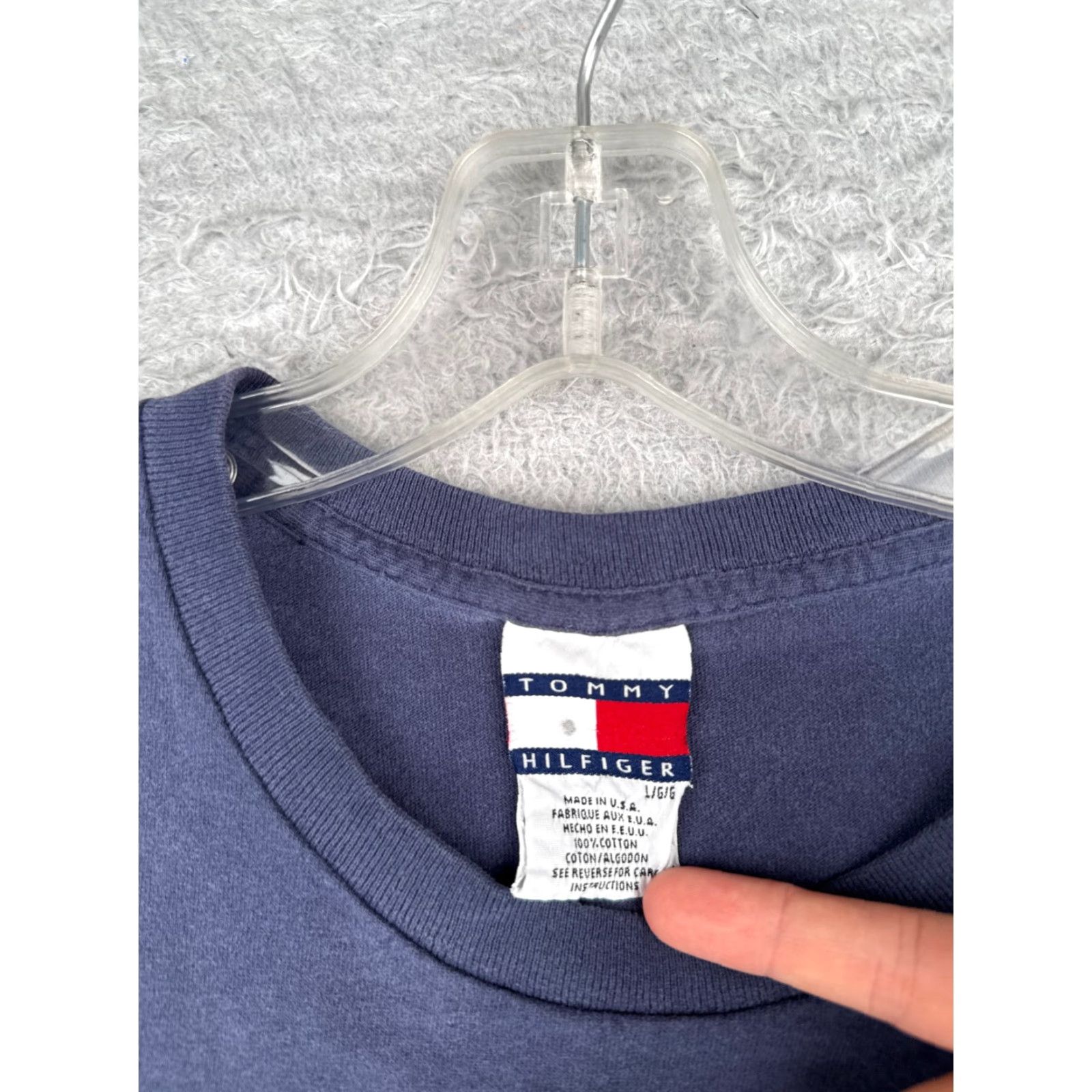 Tommy Hilfiger VINTAGE Tommy Hilfiger Shirt Men L Blue Crew Neck Short Sleeve 100% Cotton Embroidered Logo American Classic 90s Mens Size US L / EU 52-54 / 3 - 7 Thumbnail