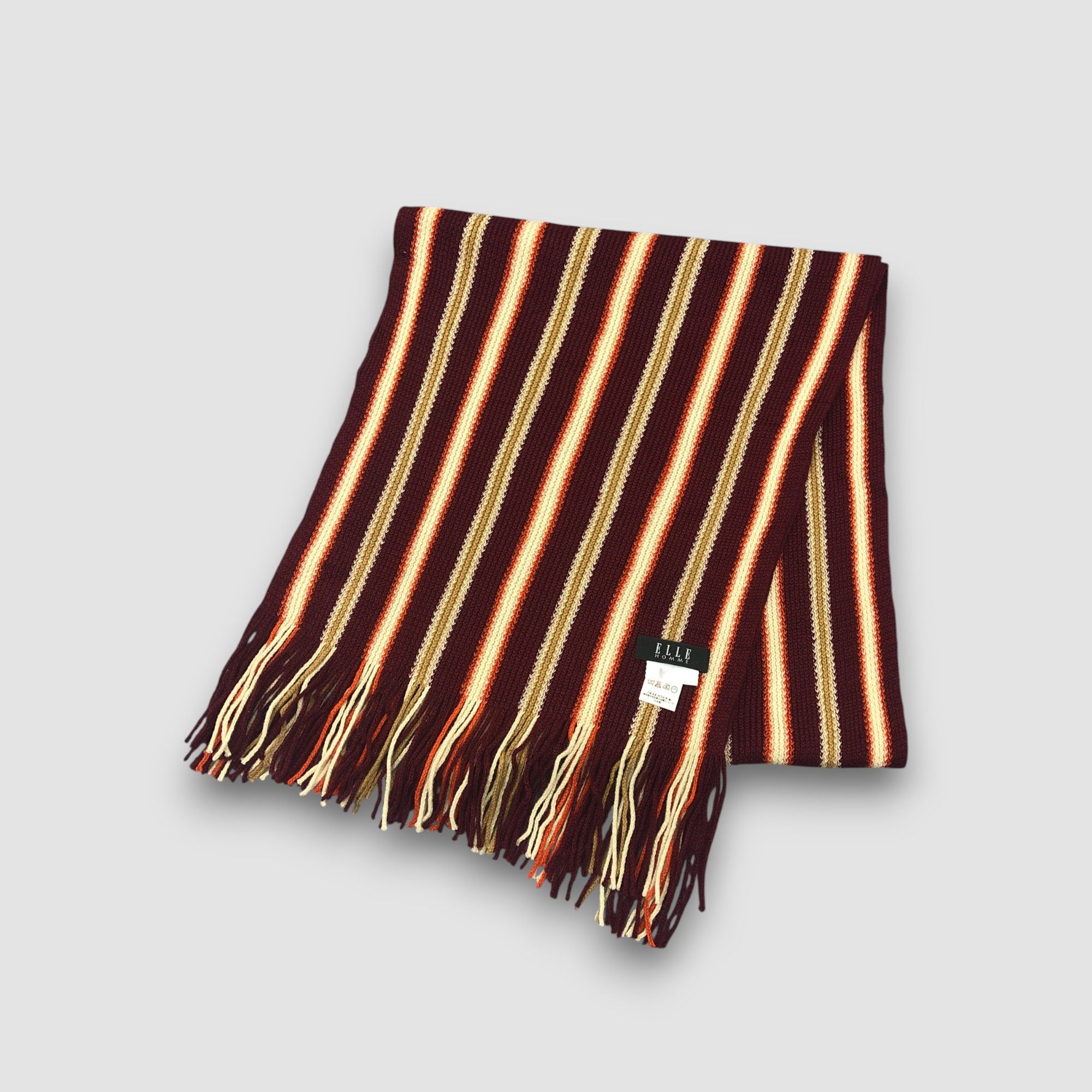 Japanese Brand Vintage Elle Scarf Muffler Wool Ribbed Knit Winter Scarves Size ONE SIZE - 3 Thumbnail