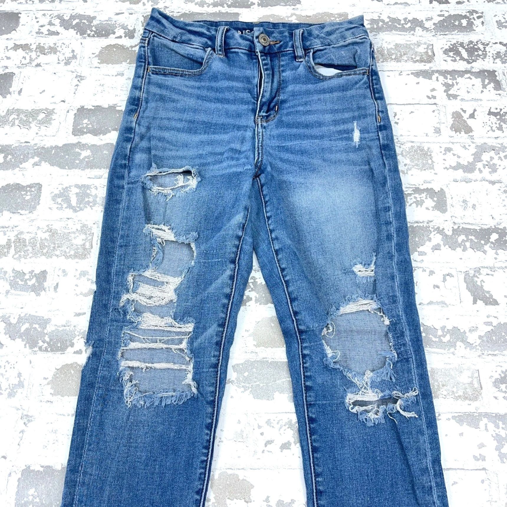 American Eagle Outfitters American Eagle Outfitters Jeans Women 4 Curvy High Rise Jegging Denim Pants Blue 5-Pocket Comfort Distressed Stretch Modern Classic Festival Womens Size 27" / US 4 / IT 40 - 4 Thumbnail