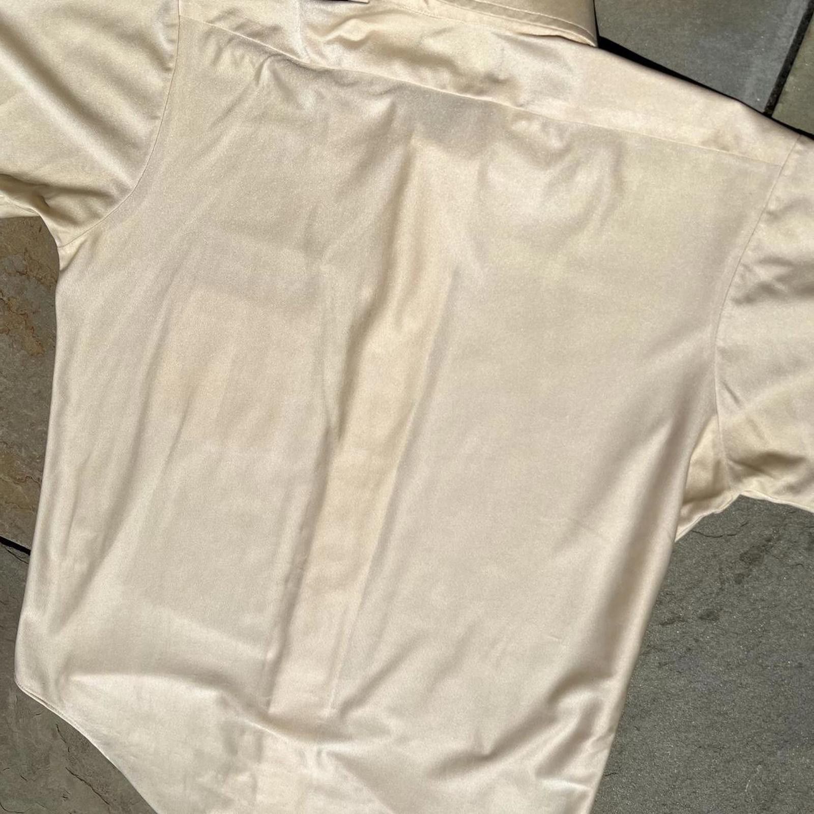 Van Heusen Vintage 70s Pale Yellow Qiana Nylon Short Sleeve Club Shirt Size US L / EU 52-54 / 3 - 5 Thumbnail