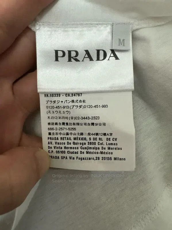 Prada Prada Men's White Embroidered Logo T-Shirt. Size US M / EU 48-50 / 2 - 5 Thumbnail