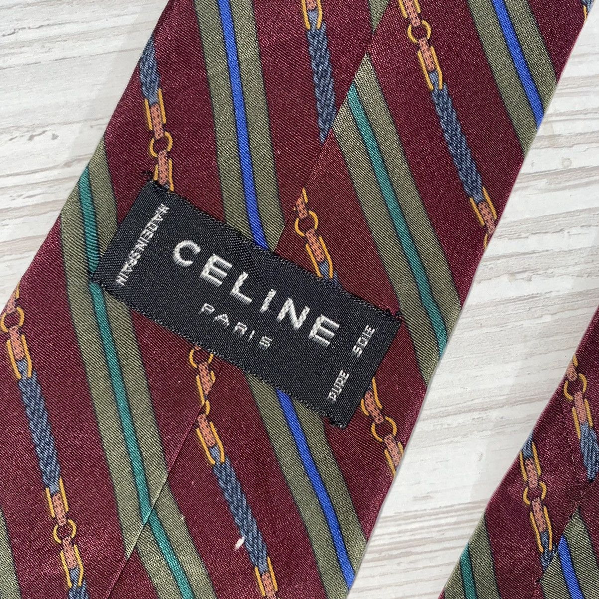 Celine Celine Paris Striped Tie Silk Size ONE SIZE - 4 Thumbnail