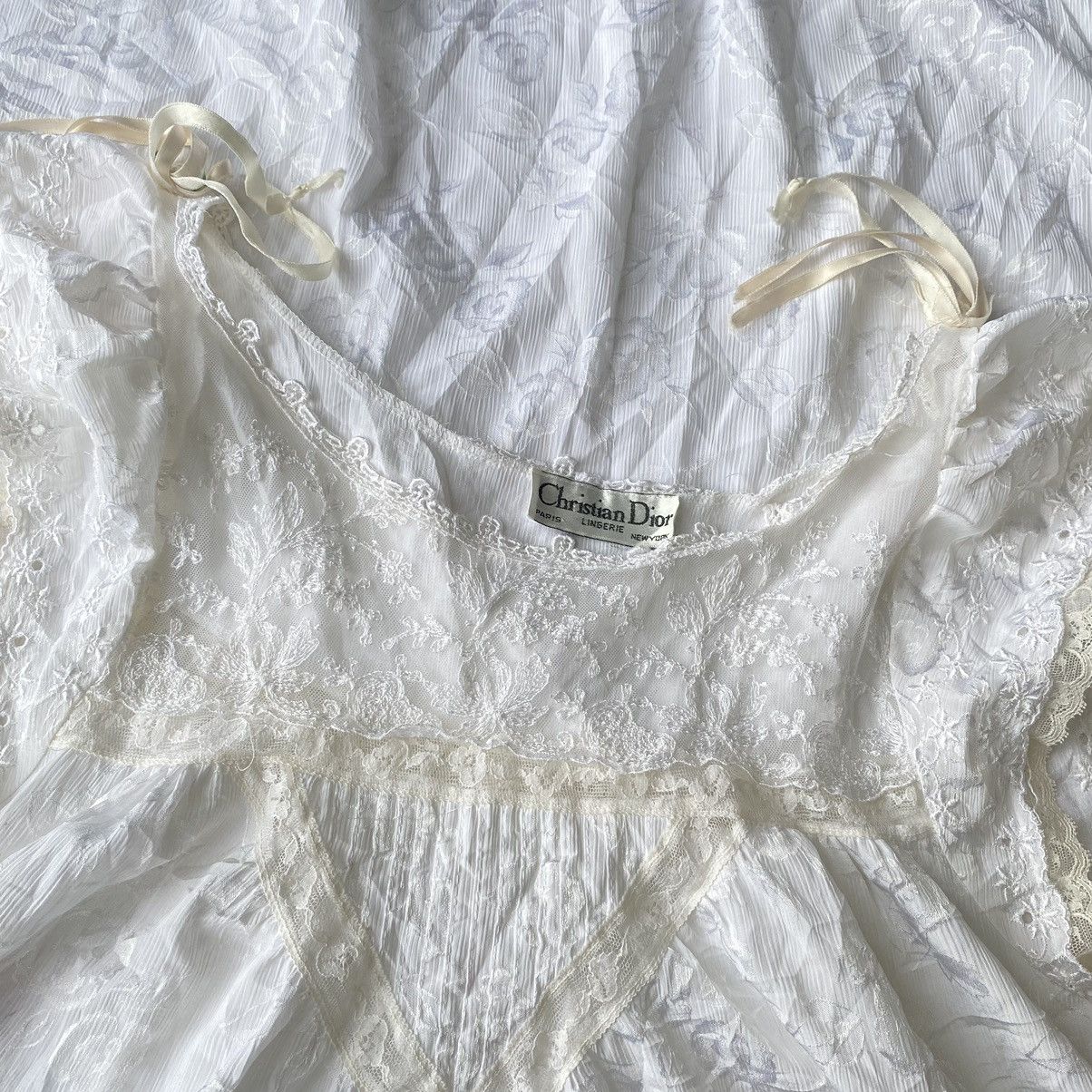 Dior × Vintage Dior Vintage Lace Trimmed White Lingerie Nightgown Dress Size M / US 6-8 / IT 42-44 - 5 Thumbnail
