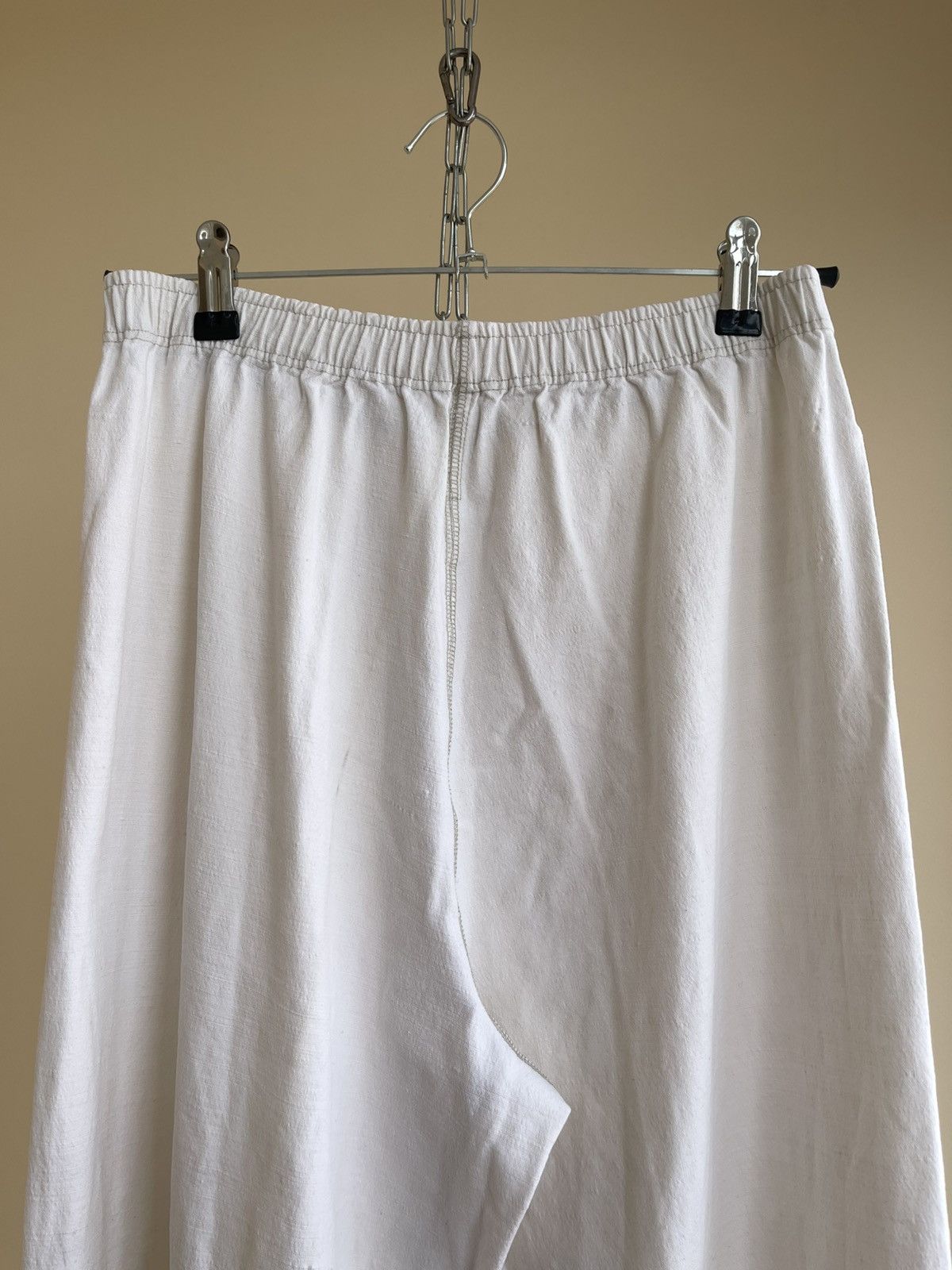 Vintage Christa De Carouge Cropped Wide Leg Elastic Linen Pants 90s Size 32" / US 10 / IT 46 - 7 Thumbnail