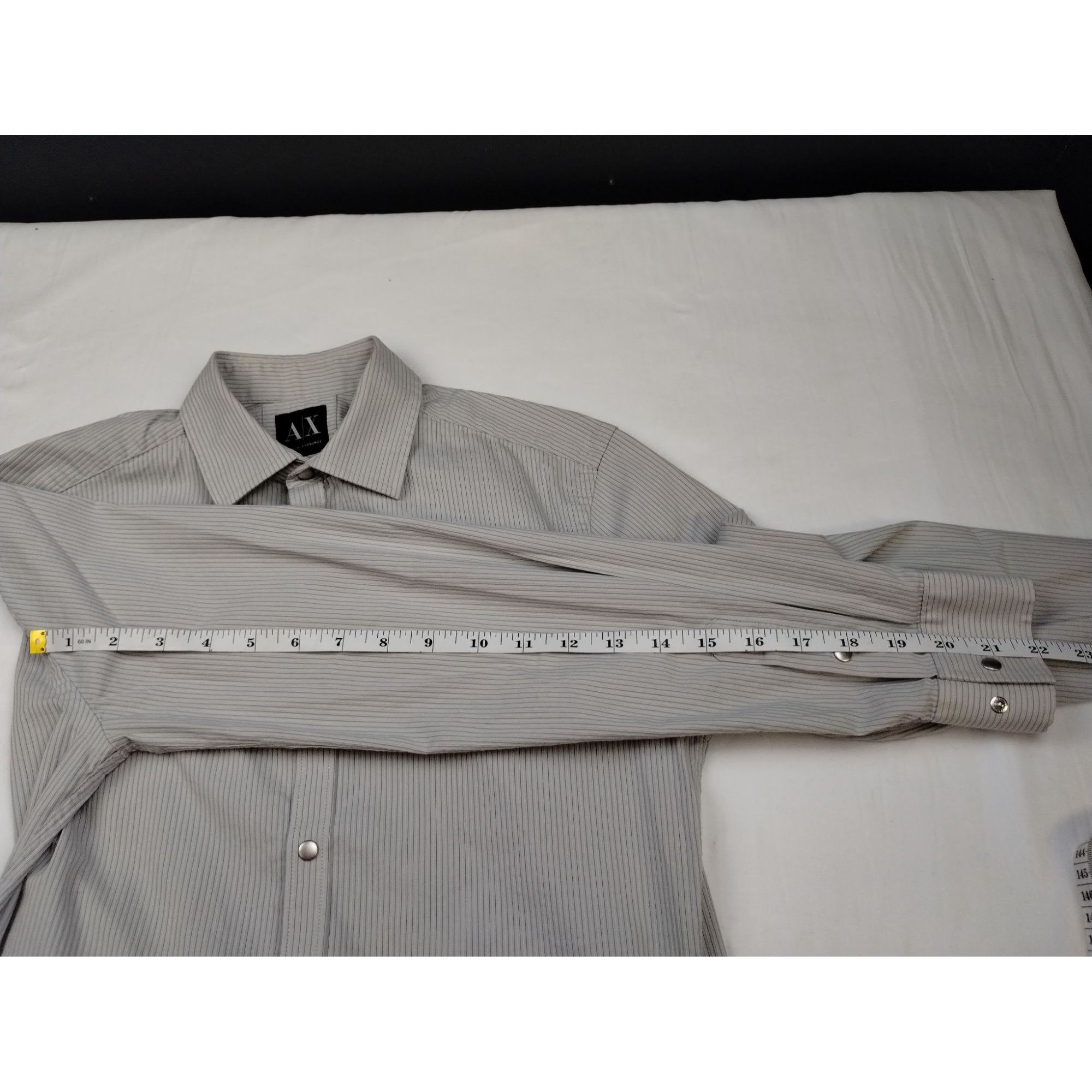 Armani Exchange Armani Exchange Men's Grey Shirt/Silver Snaps Sz XS SKU 4008 Size US XS / EU 42 / 0 - 8 Thumbnail