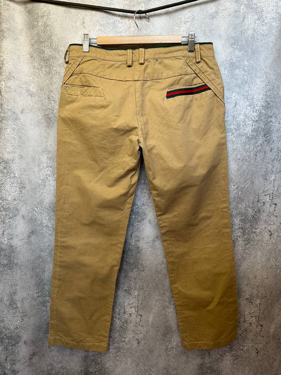 Japanese Brand Kosmo Lupo Beige Chino Pants Stripe Detail Cult Wear Size US 32 / EU 48 - 3 Thumbnail