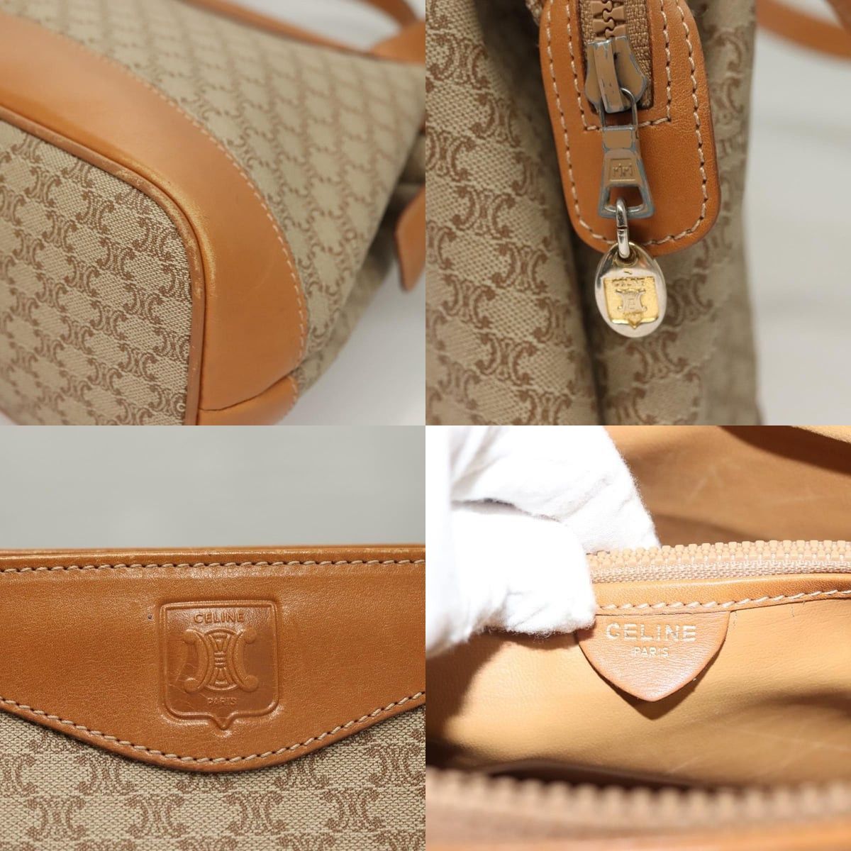 Celine CELINE Macadam Canvas Shoulder Bag Pvc Beige Gold Size ONE SIZE - 11 Thumbnail