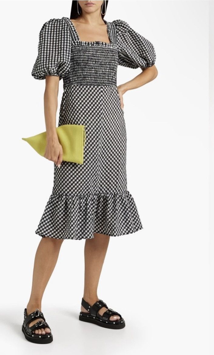 Ganni GANNI Smocked Gingham Seersucker Dress Size S / US 4 / IT 40 - 2 Thumbnail