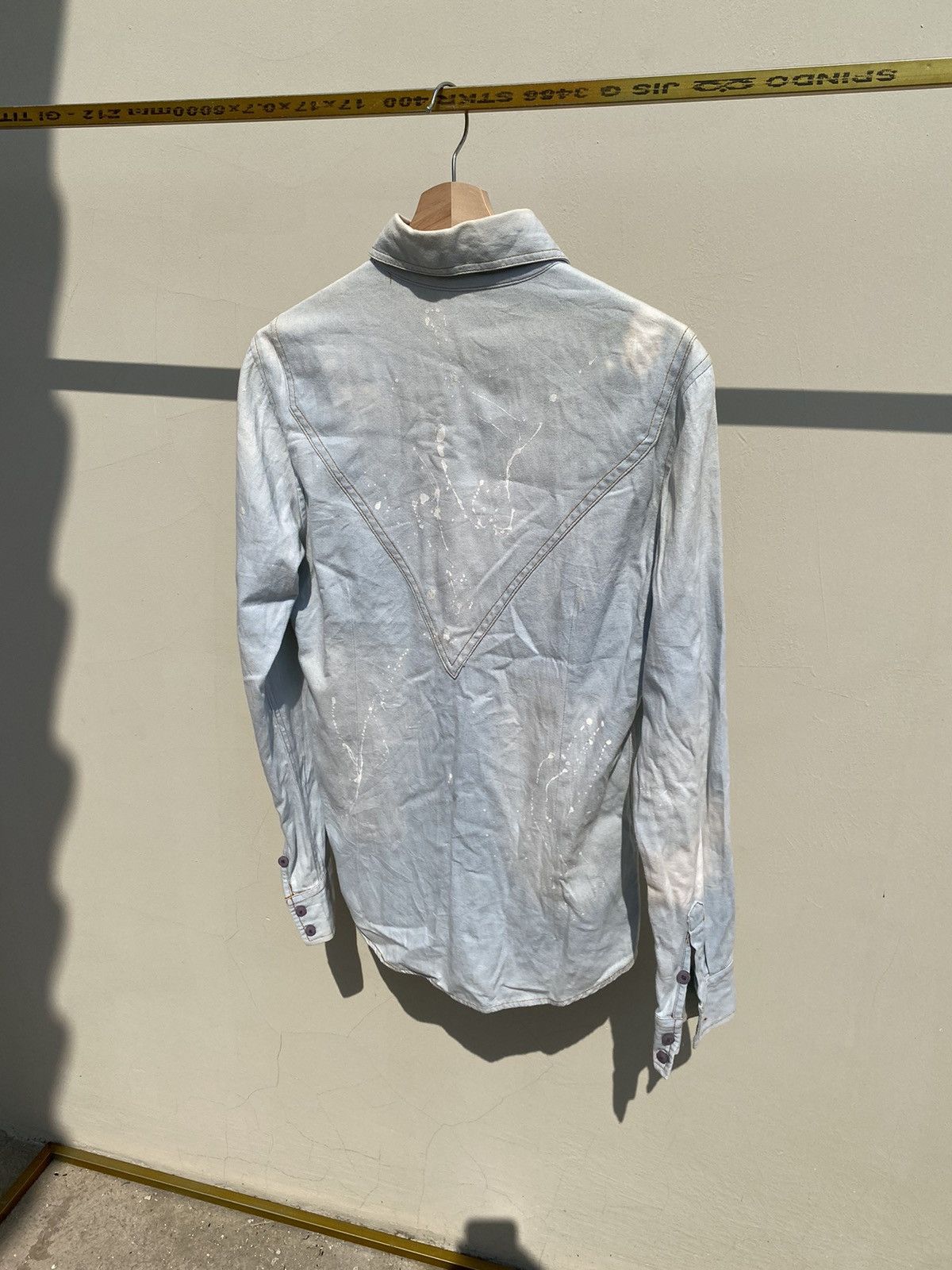 Moschino 1990s Love Moschino - Paint Splatter Chambray Shirt Size M / US 6-8 / IT 42-44 - 2 Thumbnail