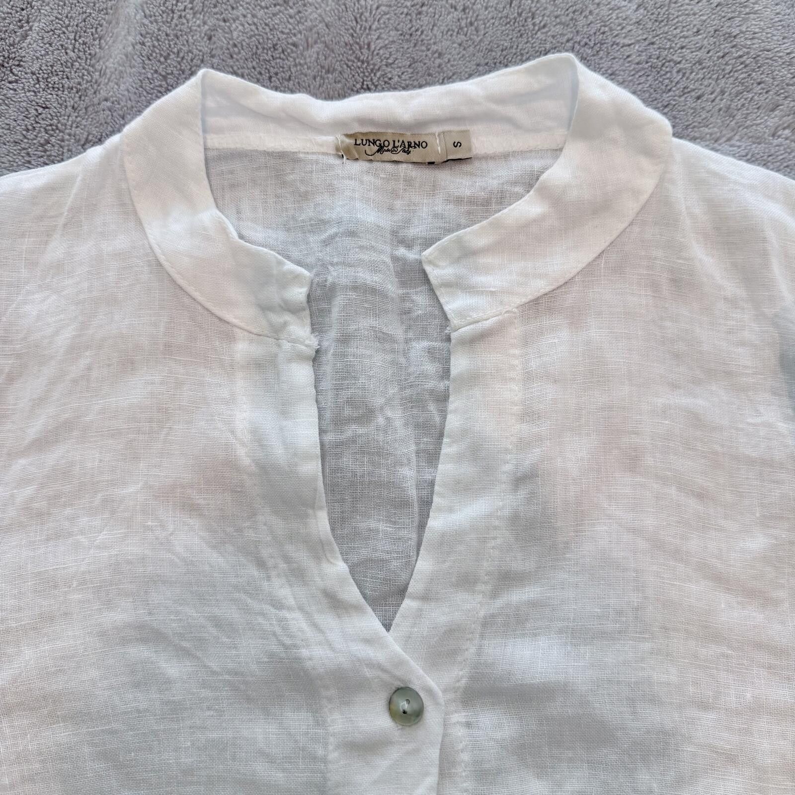 Other Lungo L'Arno White Linen Button-Up Shirt, Size S Size S / US 4 / IT 40 - 3 Thumbnail
