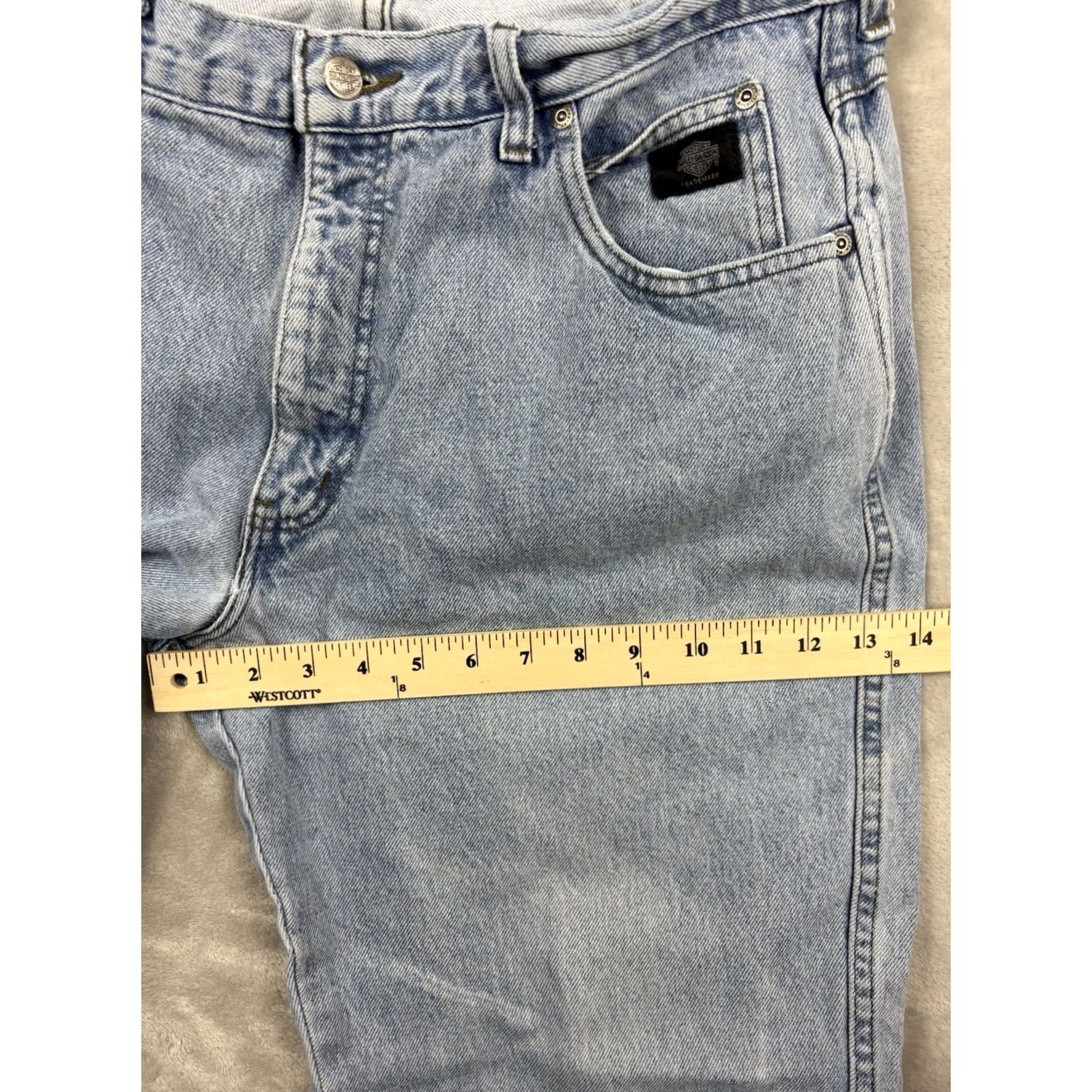 Harley Davidson Harley-Davidson Jeans Mens Relaxed Fit Straight Leg Light Wash Denim Size 36x32 Jeans Regular 5-Pocket Design Blue Motorcycle Biker Mens Size US 36 / EU 52 - 5 Thumbnail