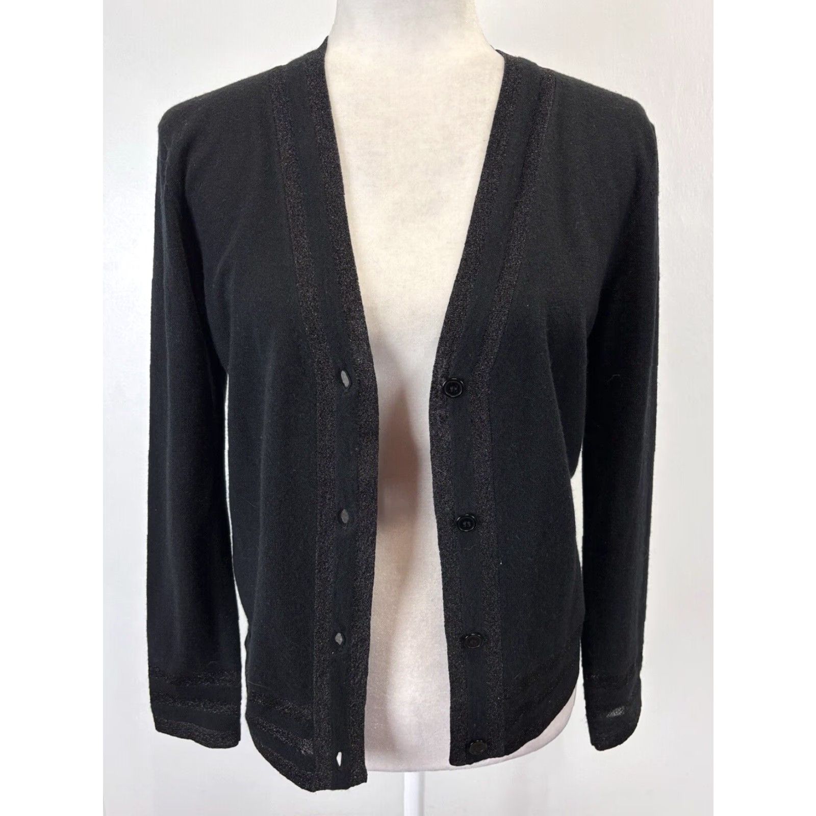 Vintage Bernard Zins Women's Cashmere Cardigan Sweater Twin Set Black Medium Classic Size M / US 6-8 / IT 42-44 - 6 Thumbnail