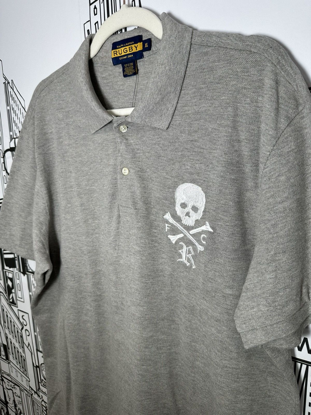 Rugby Ralph Lauren Rugby Ralph Lauren Skull & Bones R.F.C Polo Grey XL Size US XL / EU 56 / 4 - 4 Thumbnail