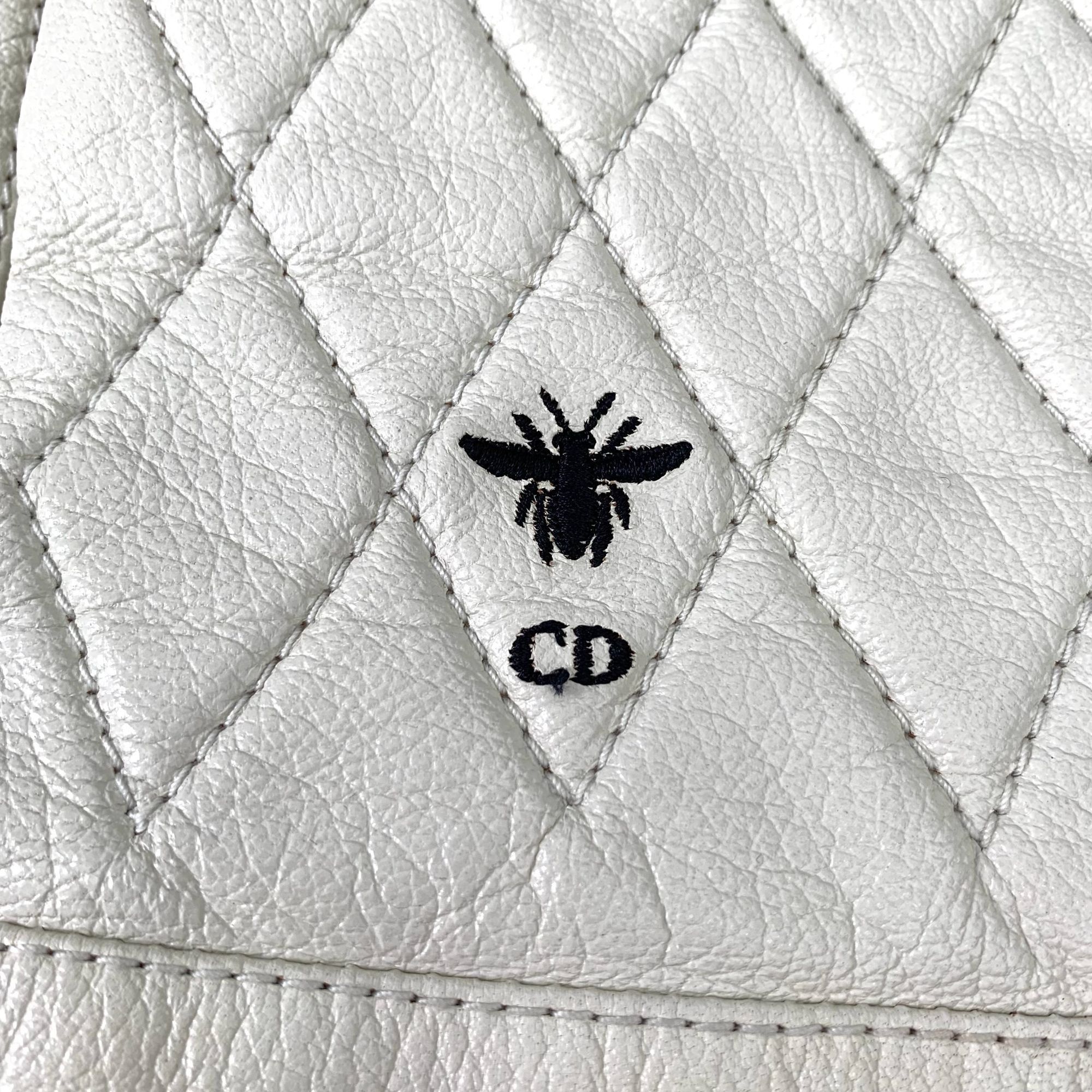 Dior Christian Dior Womens Quilted Leather Jacket Off-White Biker Size XS / US 0-2 / IT 36-38 - 5 Thumbnail