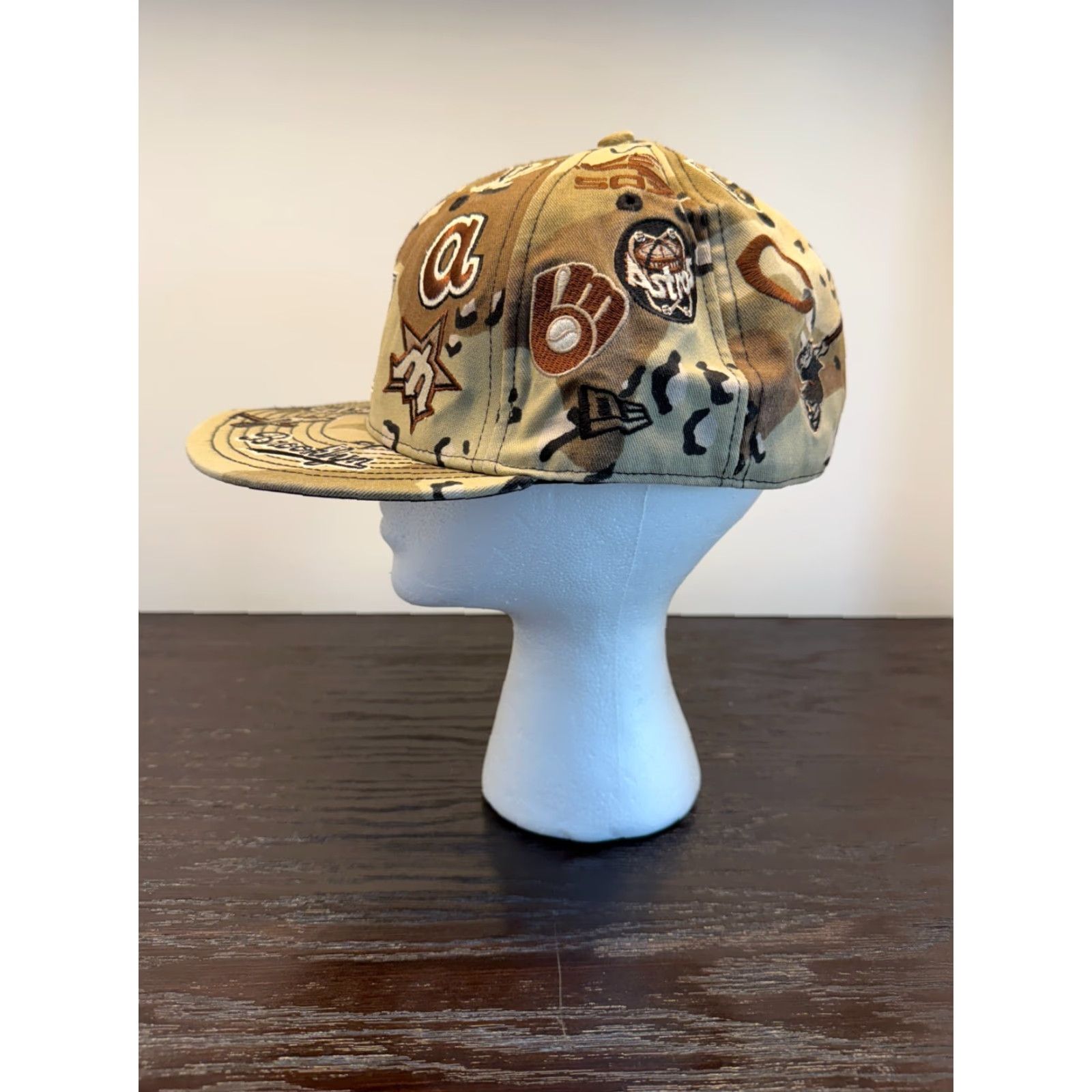 New Era VINTAGE Cooperstown Collection Baseball Cap Mens Fitted 7 3/8 Beige Camo Cotton 59Fifty USA Size ONE SIZE - 5 Thumbnail