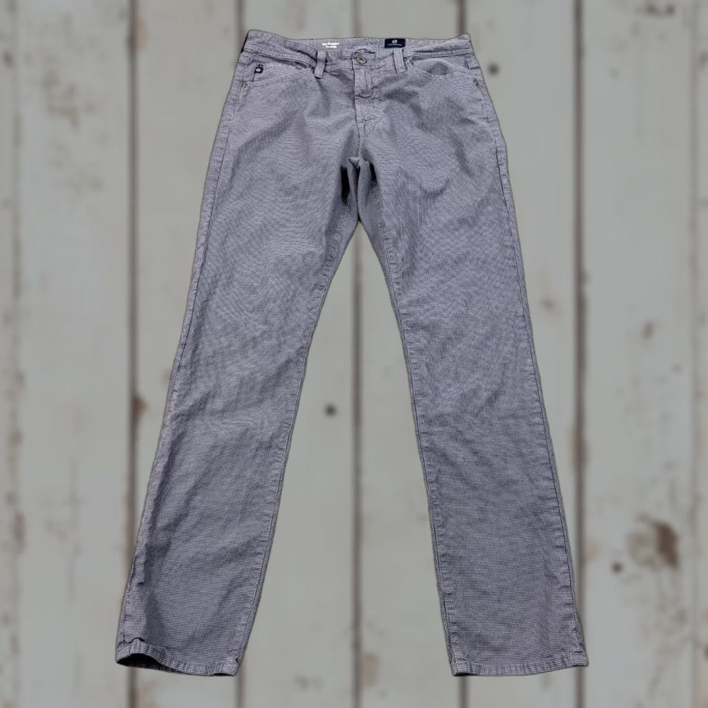 Vintage AG Adriano Goldschmied The Everett Pants Men Slim Straight Gray Houndstooth Check 32x32 Chino Stretch Preppy Size US 32 / EU 48 - 1 Thumbnail