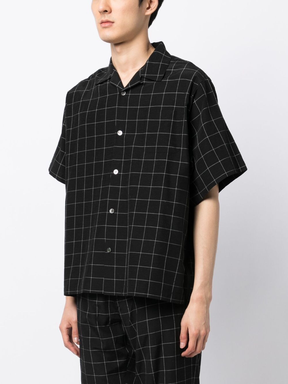 o1w1db10125 Check Pattern Silk Blend Shirt in Black