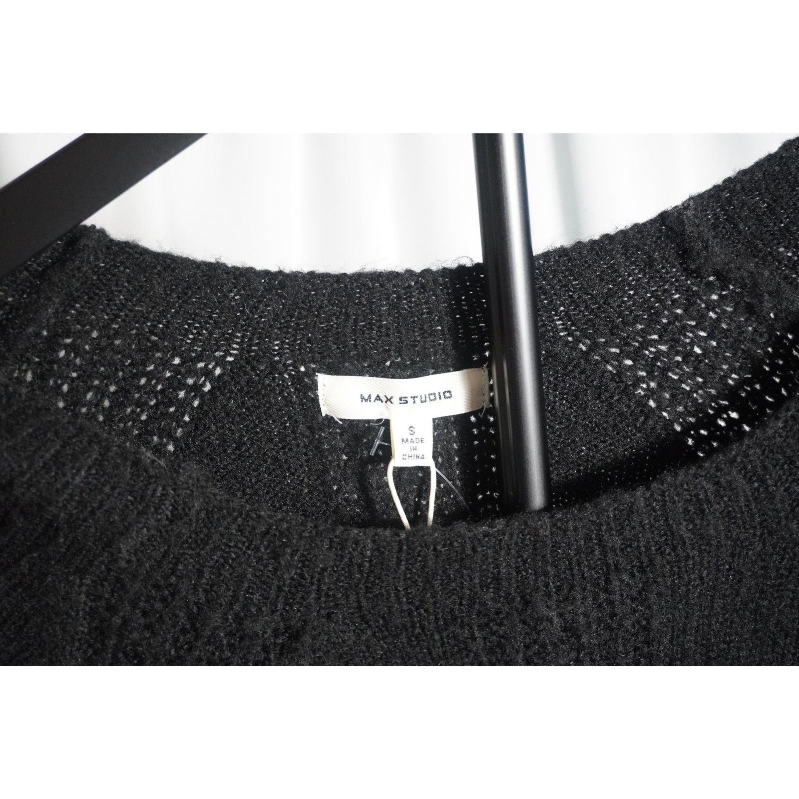 MAX&Co. Max Studio Black Knit Sweater Dress Long Sleeve Crew Neck Size S / US 4 / IT 40 - 3 Thumbnail