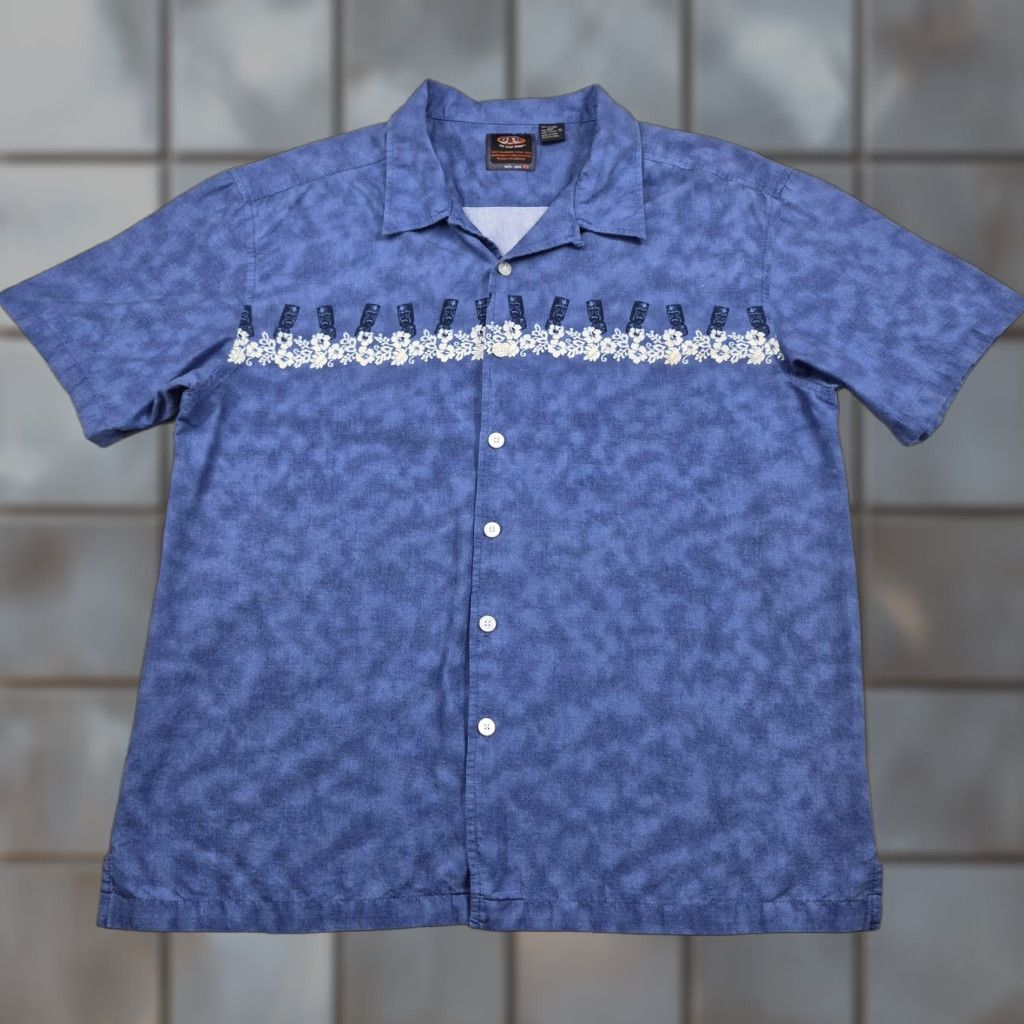 J Brand VINTAGE One Tough Brand Button Up Shirt Mens XL Blue Hawaiian Aloha Tiki Short Sleeve Size US XL / EU 56 / 4 - 1 Thumbnail