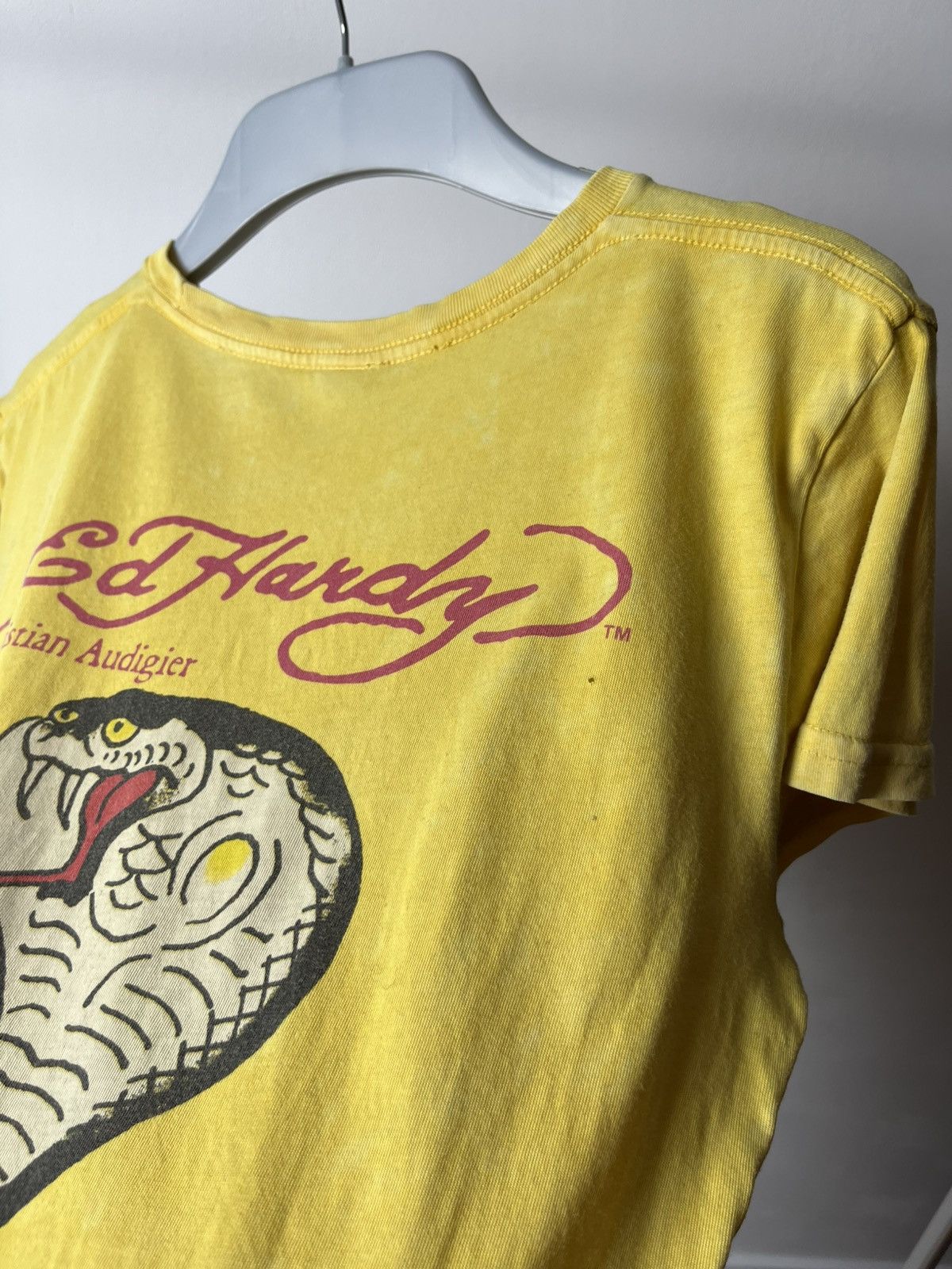 Ed Hardy × Vintage Ed Hardy Yellow Graphic Longline Tee Dress Women’s L Size L / US 10 / IT 46 - 12 Thumbnail