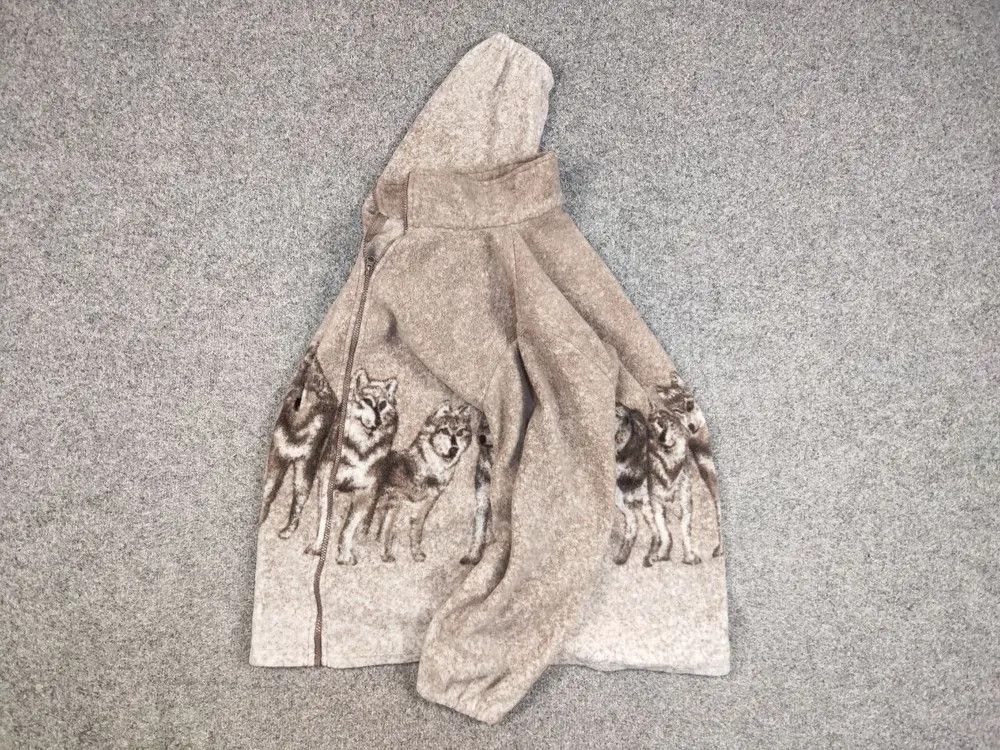 Japanese Brand Vintage 90's Fleece Zip Jacket Supreme Art Brown Wolf Hype Size US M / EU 48-50 / 2 - 8 Thumbnail