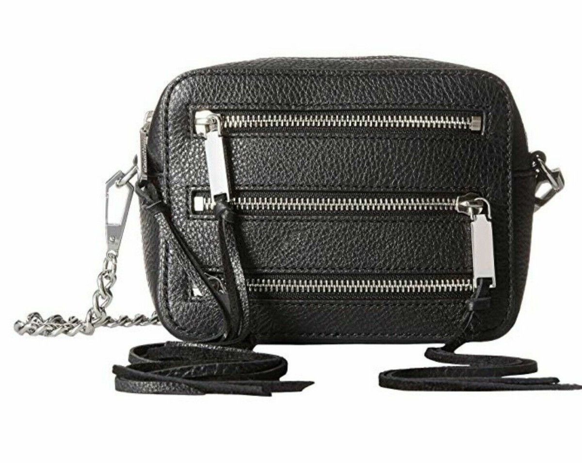 Rebecca Minkoff Rebecca Minkoff Black Pebbled Leather 4 Zip Moto Bag Size ONE SIZE - 1 Thumbnail