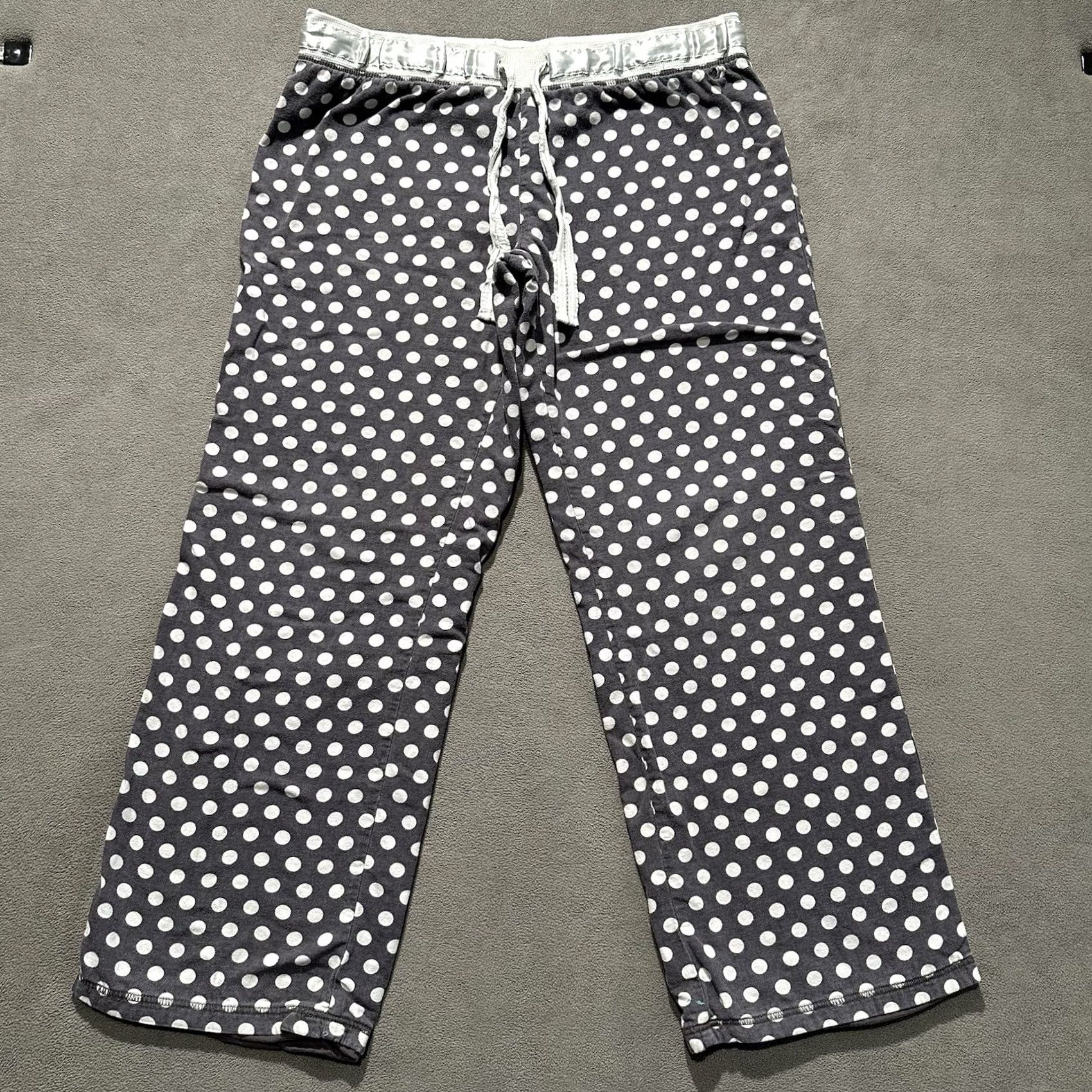 Vintage Aerie Pants Womens Large Gray Polka Dot Print Wide-Leg Straight Heavy Lined Y2K Size 32" / US 10 / IT 46 - 2 Thumbnail