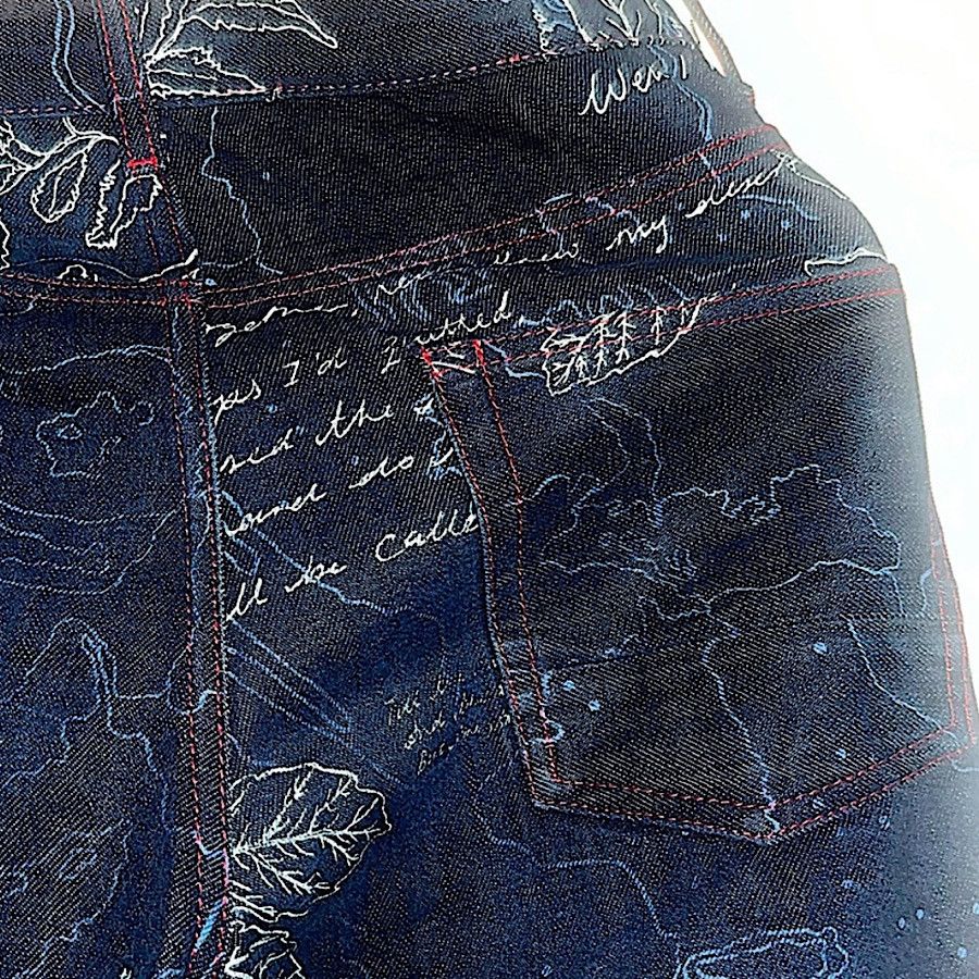 Alexander McQueen Authentic Vintage McQueen Embroidered Poetic Writing Denim Size US 31 - 10 Thumbnail