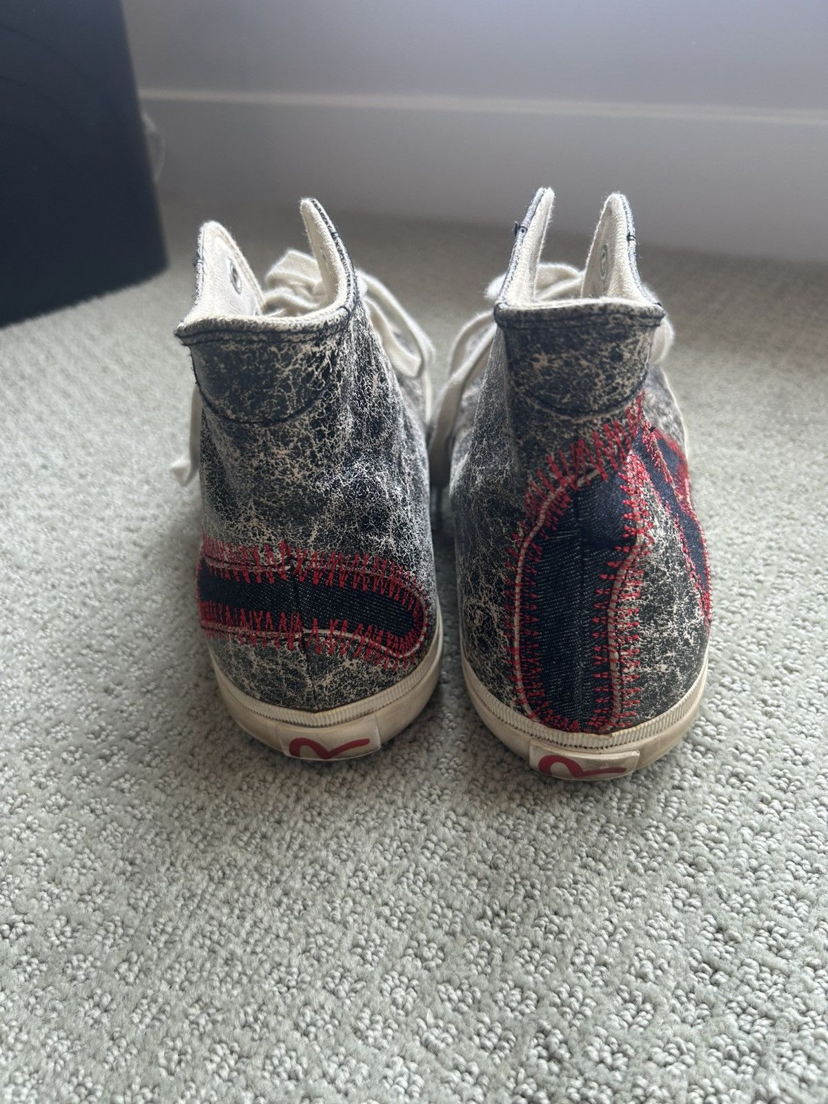 Evisu Vintage EVISU Distressed Acid-Wash Leather High-Top Sneakers Size US 11 / EU 44 - 4 Thumbnail