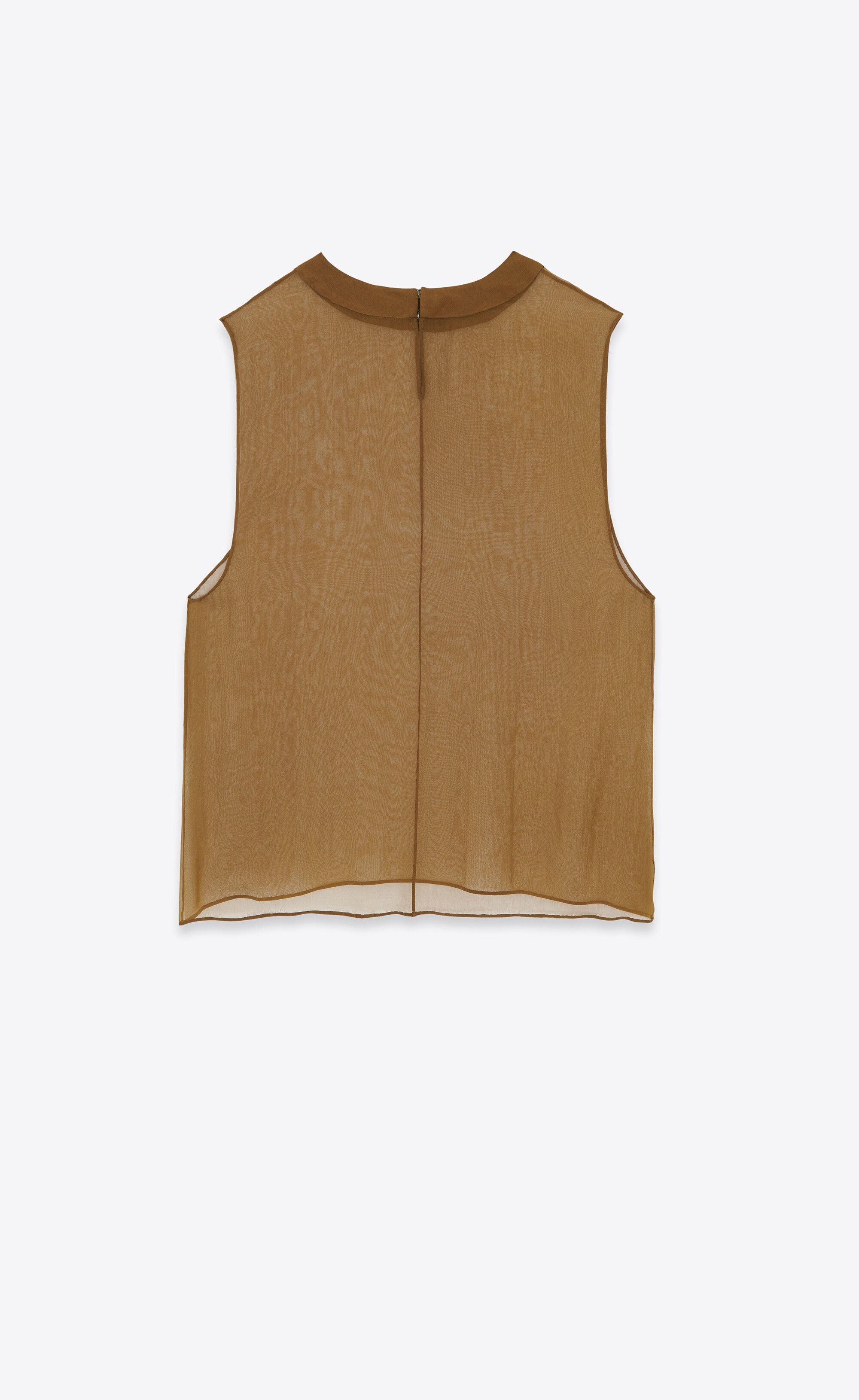 Saint Laurent Paris o1s1wg110125 766539 Sheer Tank Top in Silk Muslin in Brown Size S / US 4 / IT 40 - 3 Thumbnail