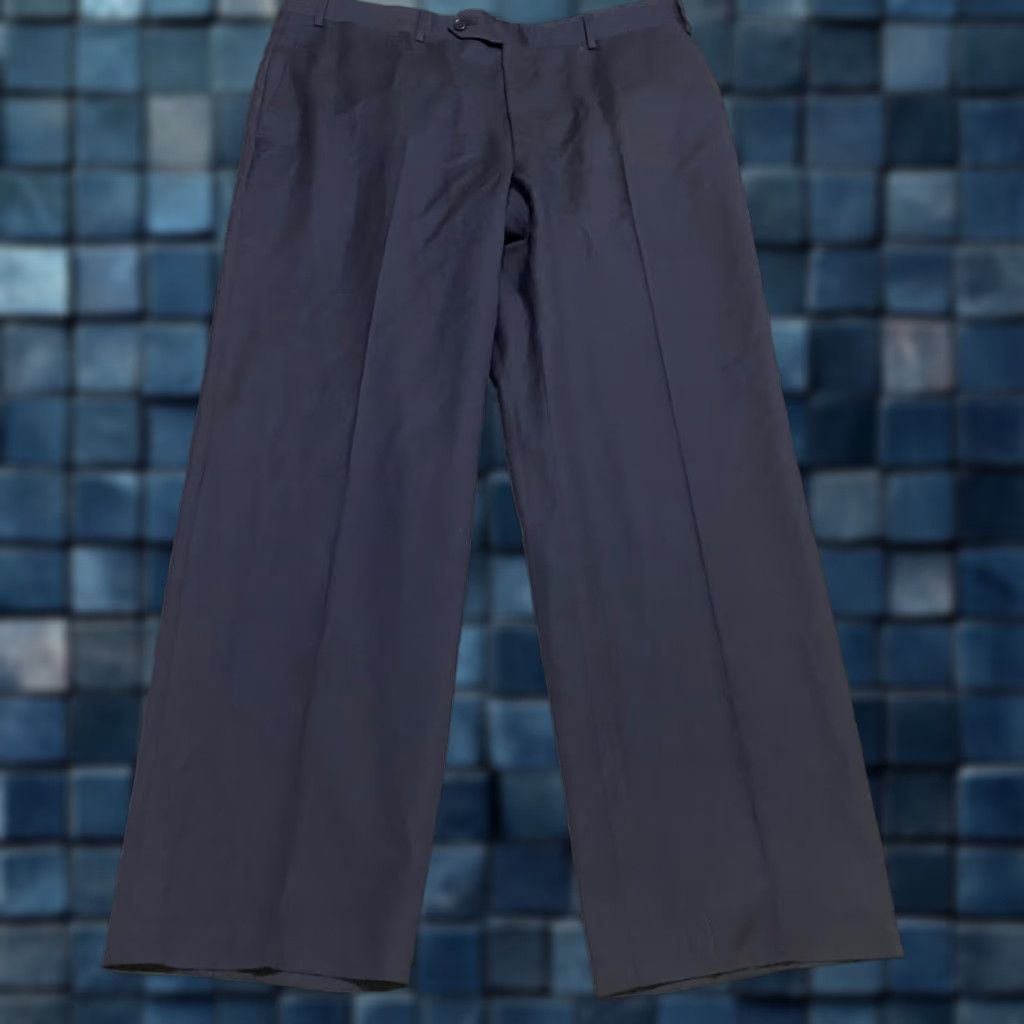 Canali Dress Pants Blue Wool Men 36 Regular Straight Flat Front Front 29 Inseam 100% Wool Button Zip Closure Classic Business Trousers