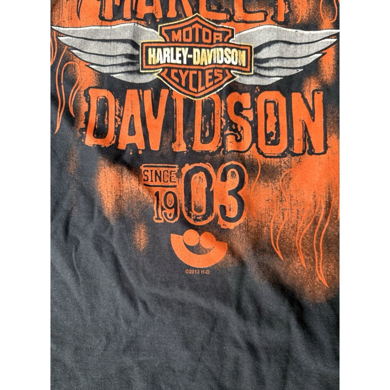 Harley Davidson VINTAGE Harley-Davidson Motorcycle Graphic Print Long Sleeve Shirt XL Black Men Flame Wings 2000s Size US XL / EU 56 / 4 - 4 Thumbnail
