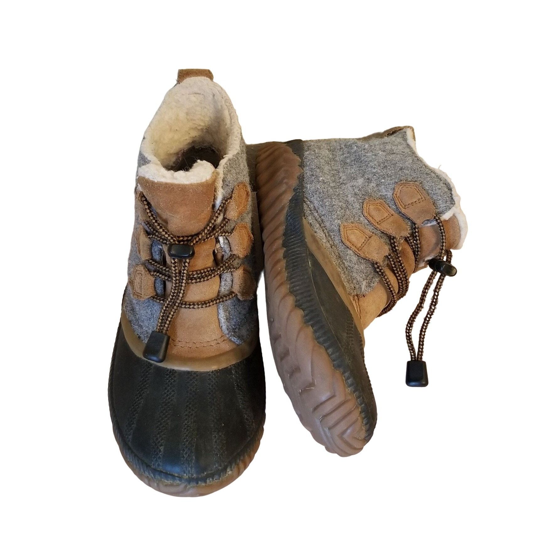 SOREL Sorel 4 Ankle Duck Boots Gray Brown Leather Wool Waterproof Size US 4 / IT 34 - 1 Thumbnail