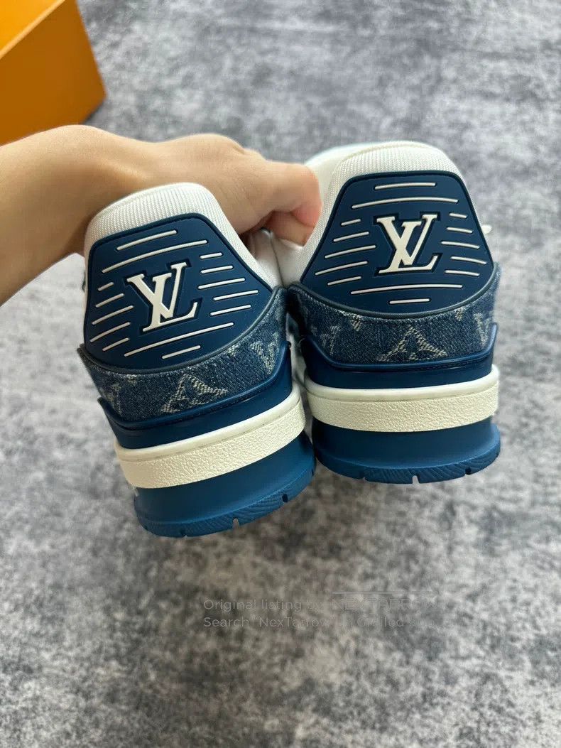 Louis Vuitton Louis Vuitton New Blue and White Denim Embossed shoes Size US 8 / EU 41 - 6 Thumbnail
