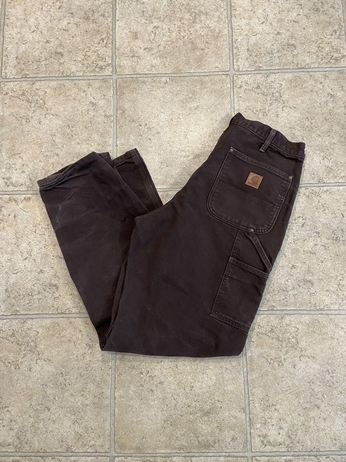 image of Vintage Carhartt Double Knee Chocolate Brown Dungaree Pants, Men's (Size 33)