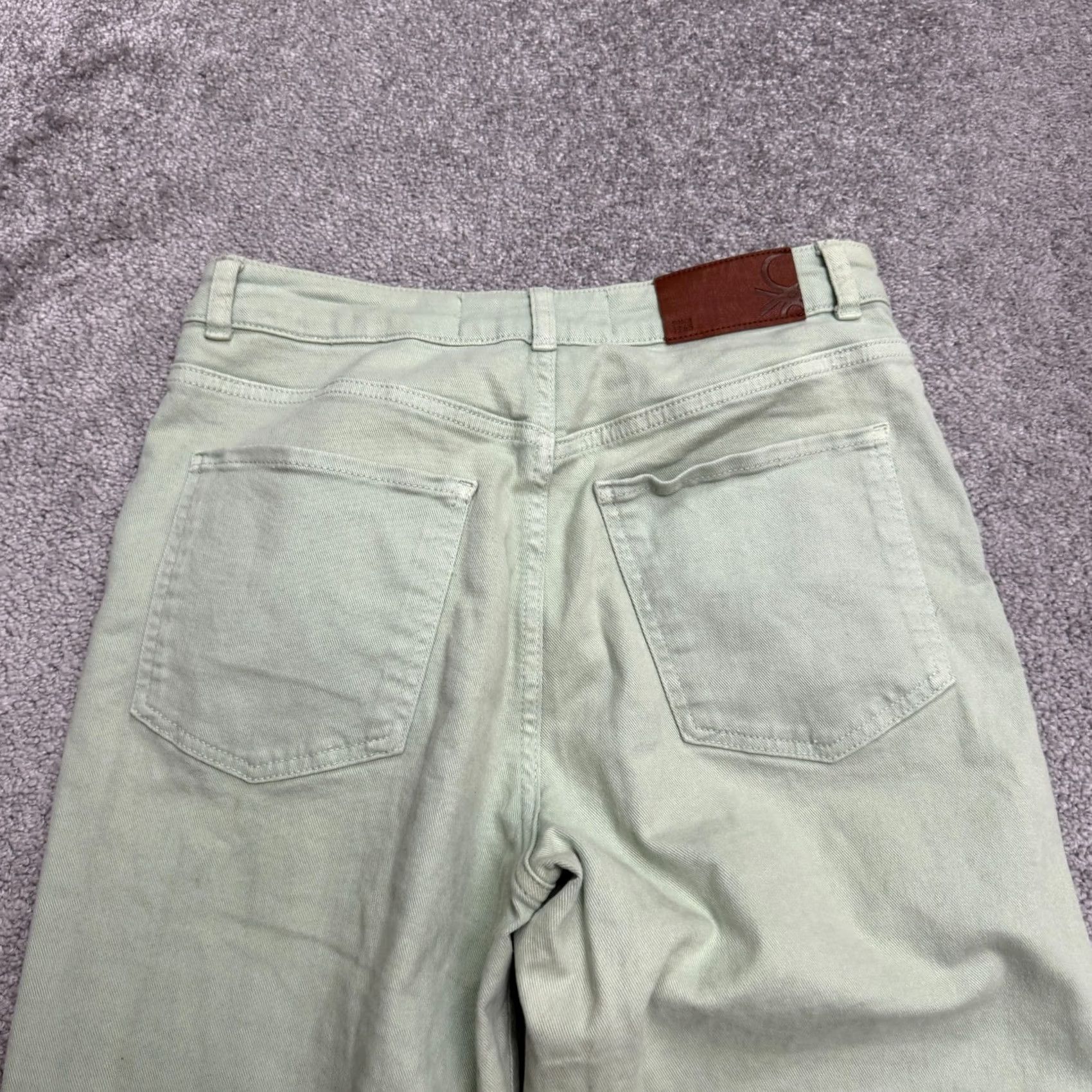 United Colors Of Benetton United Colors of Benetton Jeans Womens 6 Green Wide Leg High Rise Cotton Denim Size 28" / US 6 / IT 42 - 4 Thumbnail