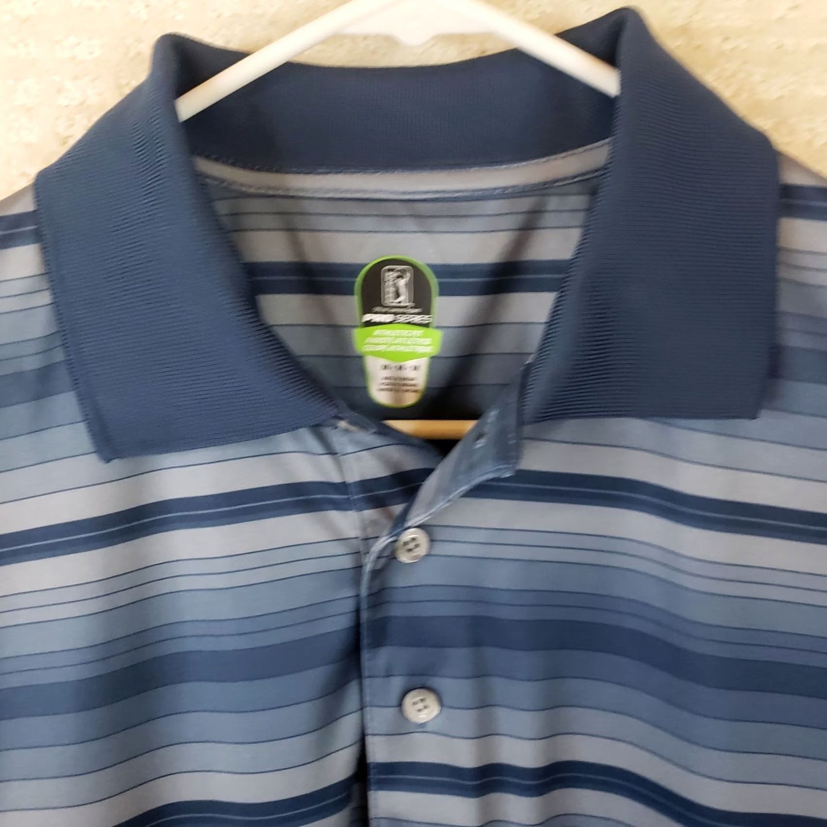 PGA Tour PGA Tour Pro Series Polo Shirt Men Blue Striped Short Sleeve Pullover Breathable 100% Polyester Golf Shirt M Regular Size US M / EU 48-50 / 2 - 4 Thumbnail