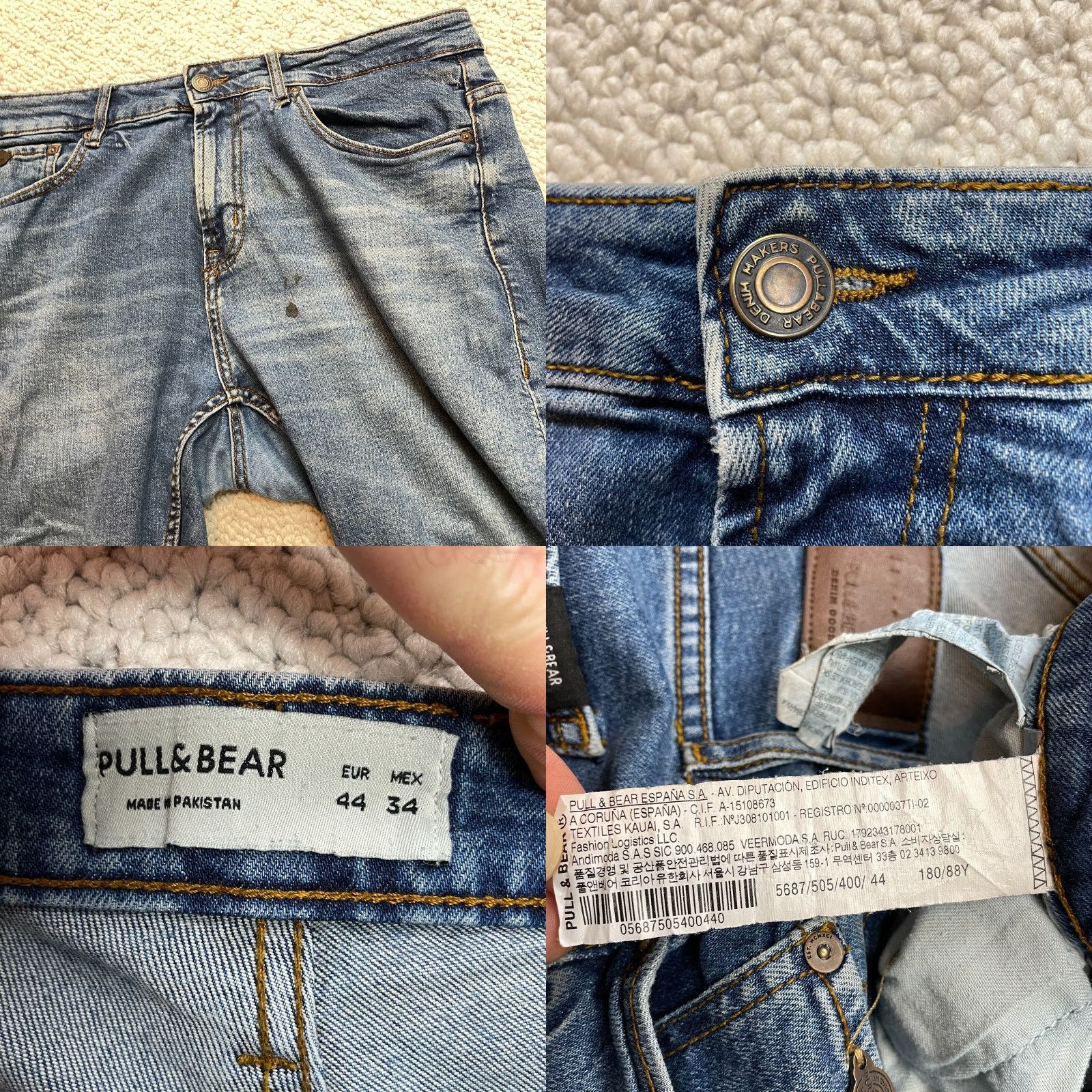 Vintage Pull&Bear Jeans Mens 34x31 Slim Straight Leg Dark Blue Denim Casual Slimming 5-Pocket 34 Inseam Regular Waist Mens Jeans Size US 34 / EU 50 - 8 Thumbnail