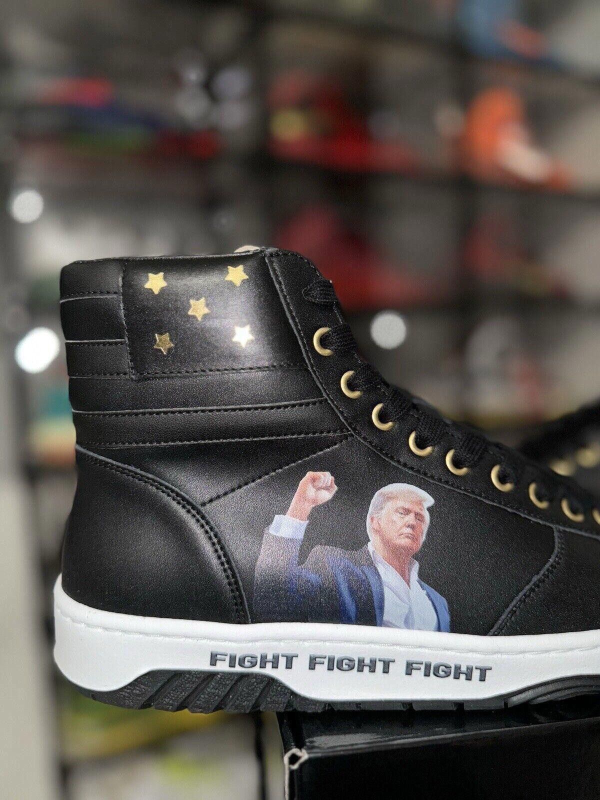 Designer TRUMP SNEAKERS Numbered 1015/5000 FIGHT Black Sneakers Sz 11 Size US 11 / EU 44 - 3 Thumbnail