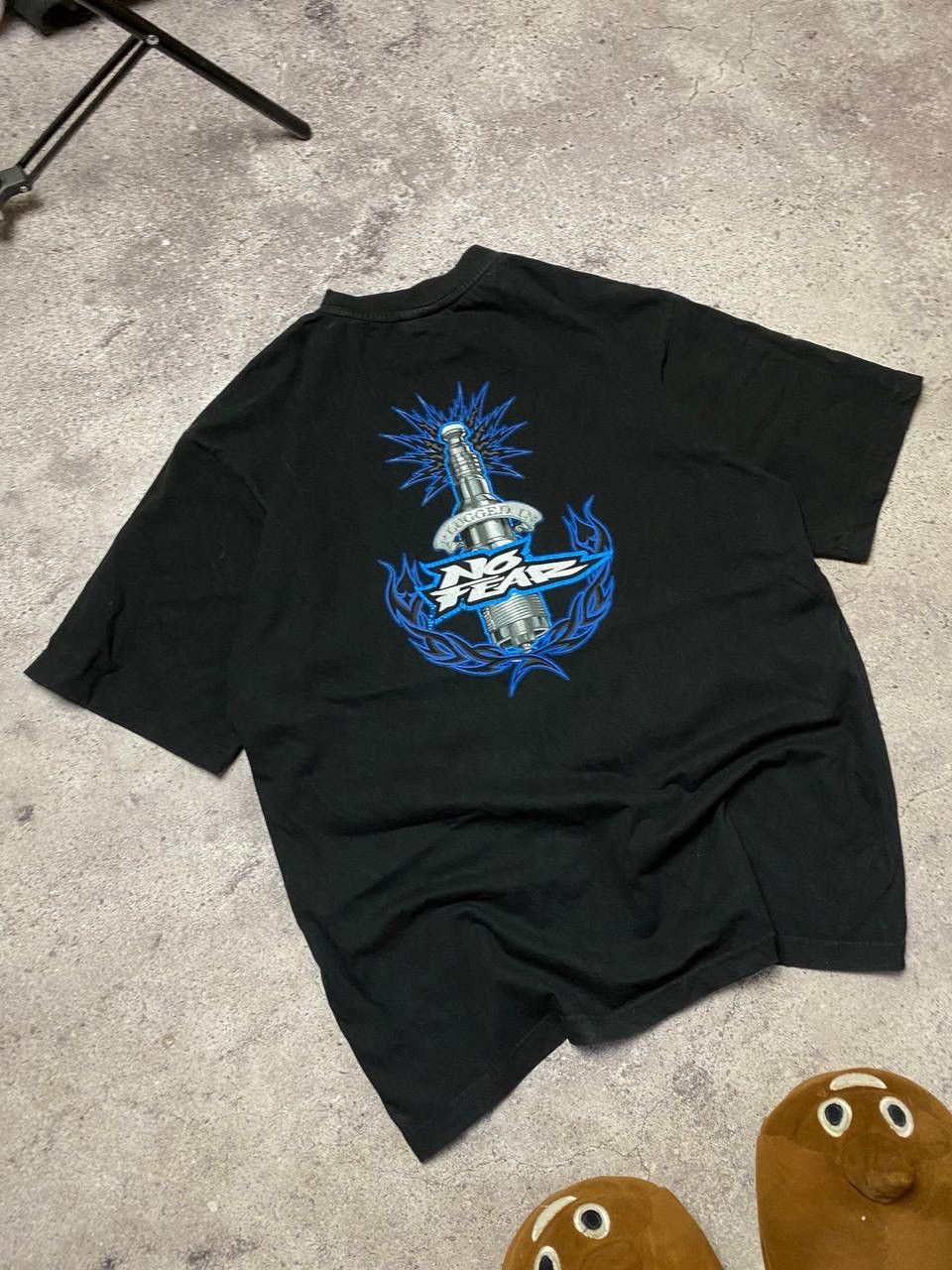 No Fear × Vintage RARE NO FEAR T-SHIRT PLUGGED IN SPARK PLUG BIG DOUBLE LOGO Size US XL / EU 56 / 4 - 12 Thumbnail