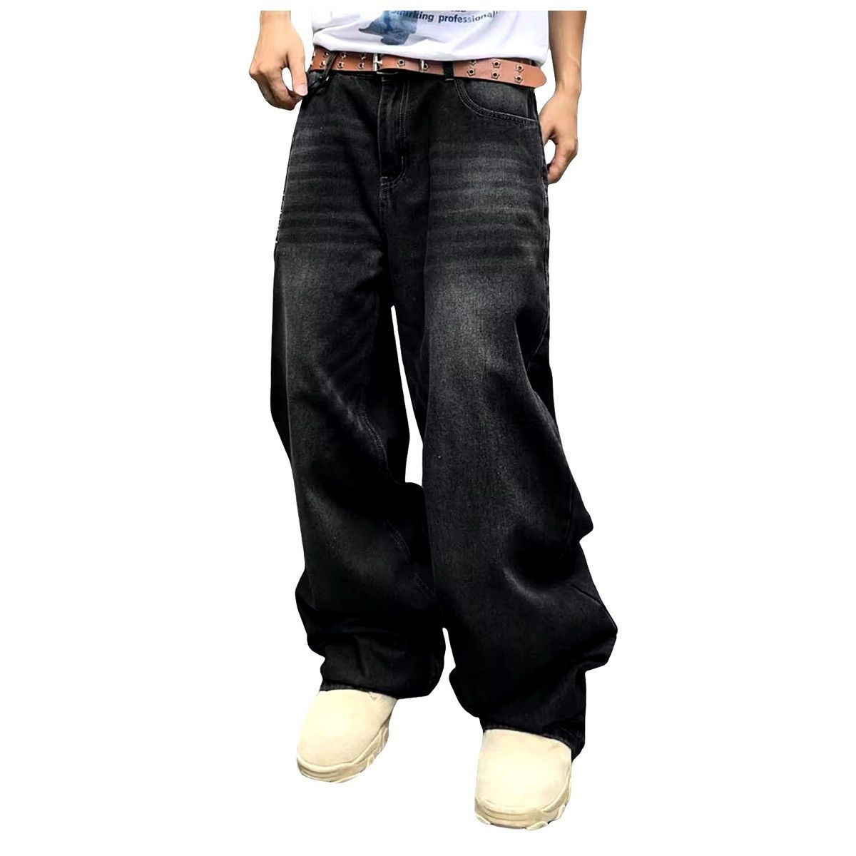Other Solid Color Classic Style Baggy Washed Jeans Daily Size US 33 - 4 Thumbnail